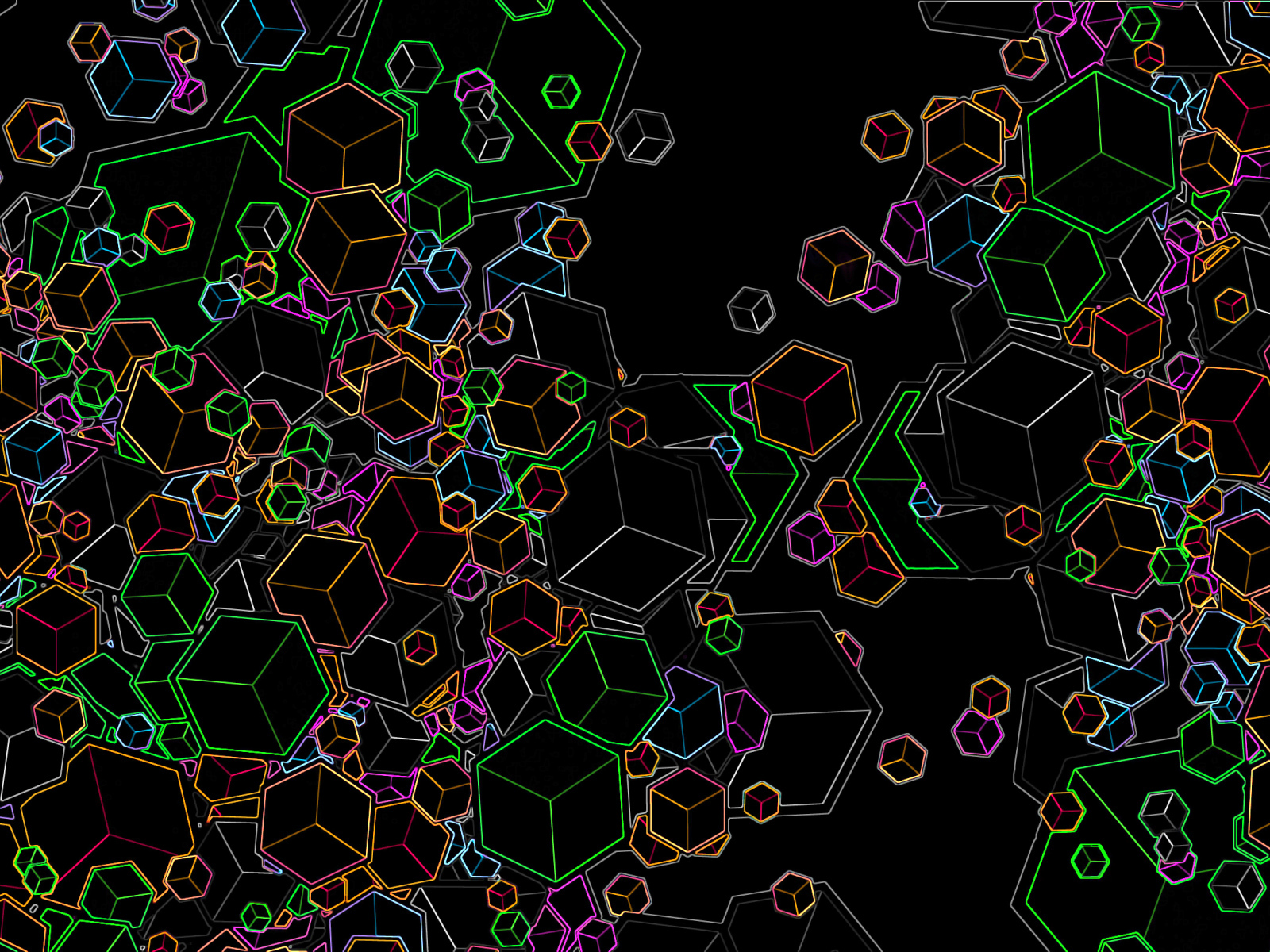 Черные обои с красочными фигурами