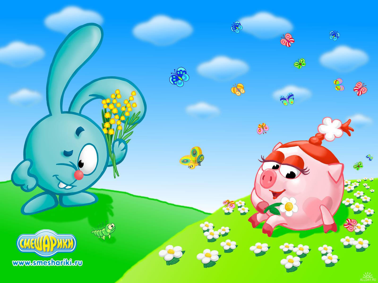 Крош и Нюша в мультфильме Смешарики