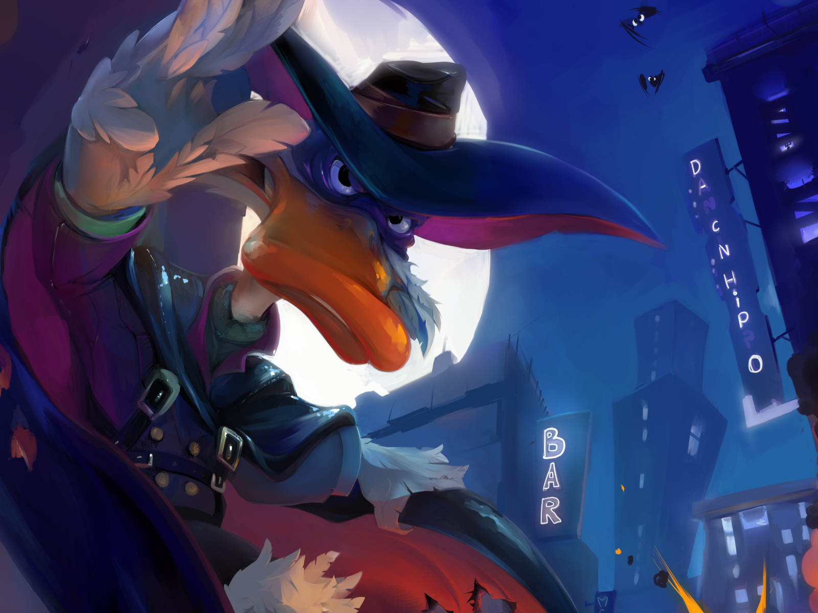 Утка черный плащ