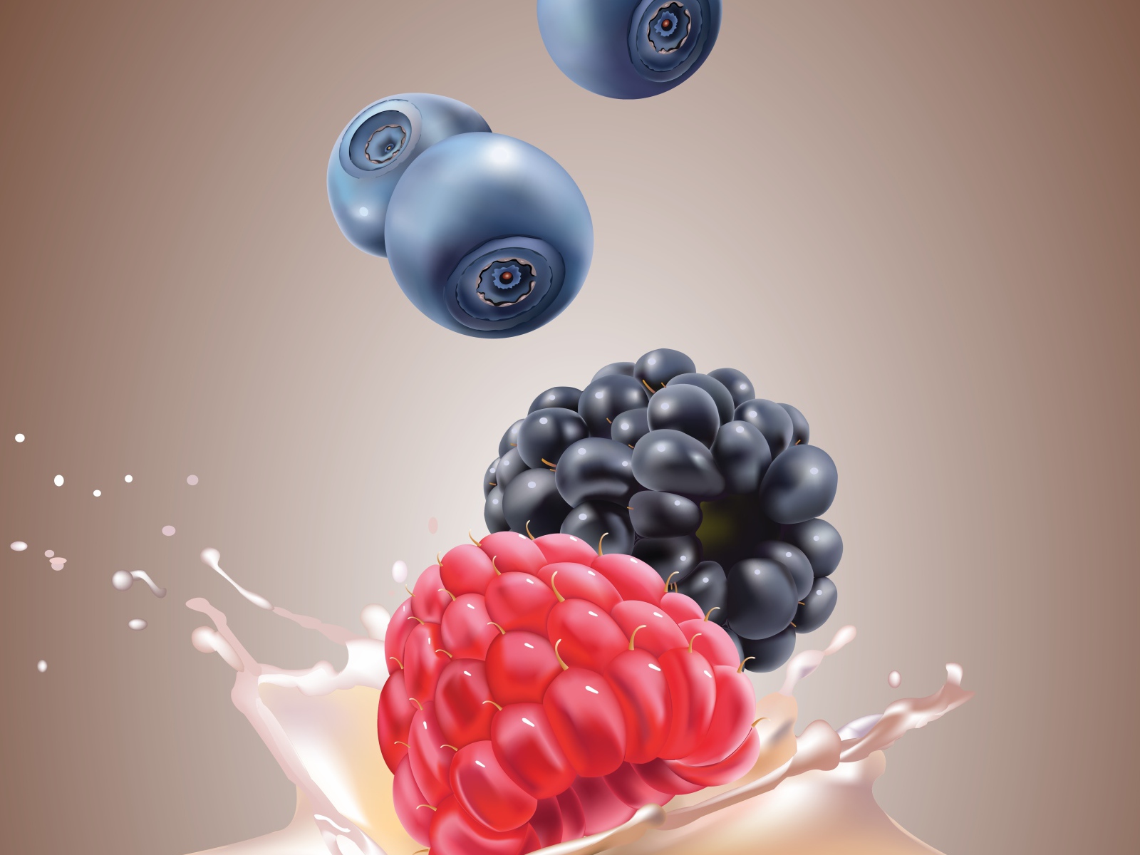 Ягоды падают в молоко