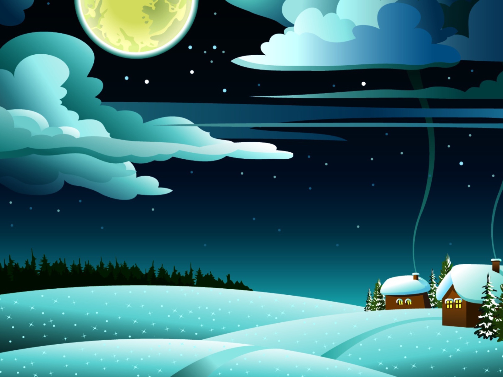 Лунная ночь зимой