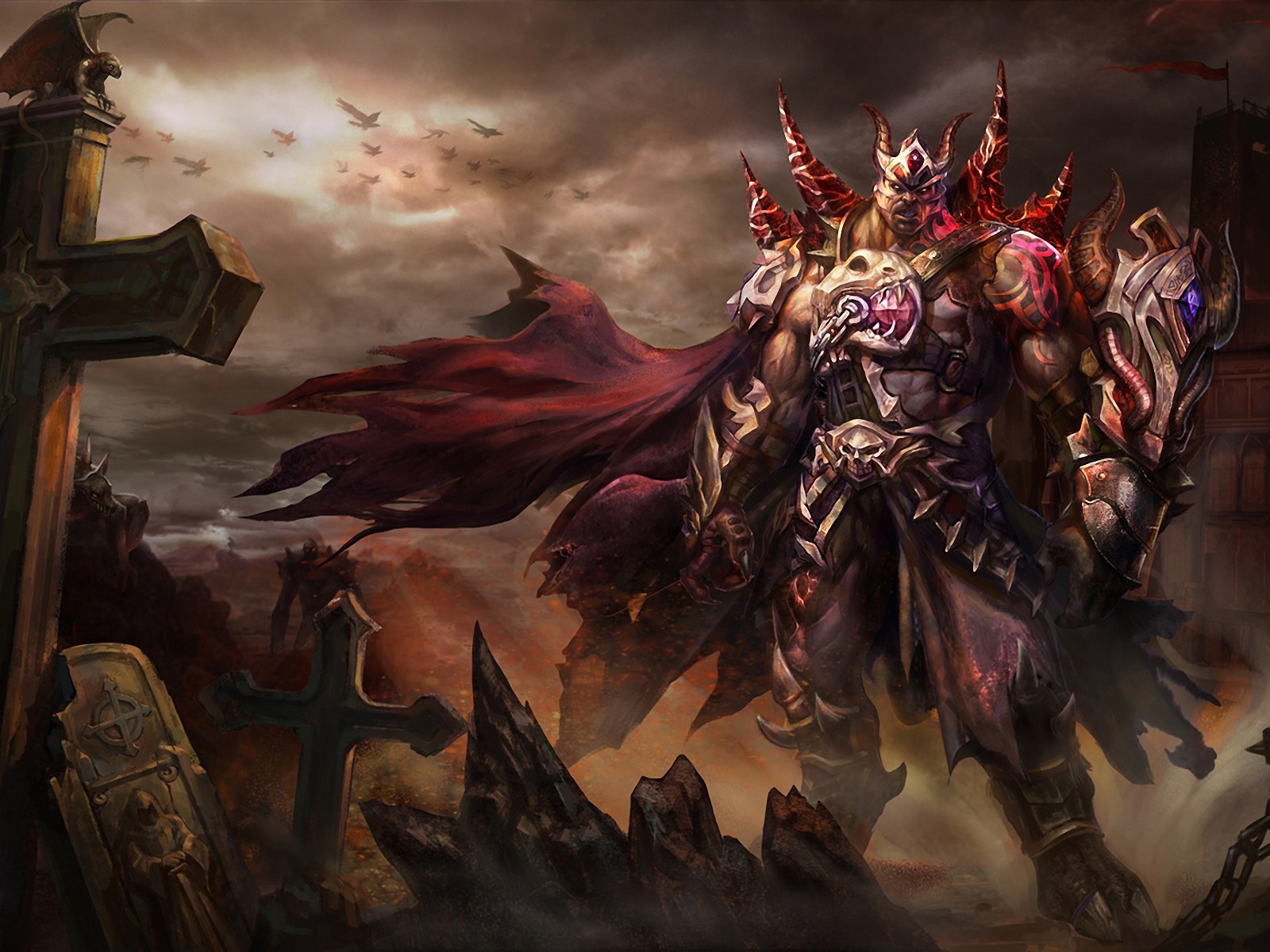 Великан демон на кладбище