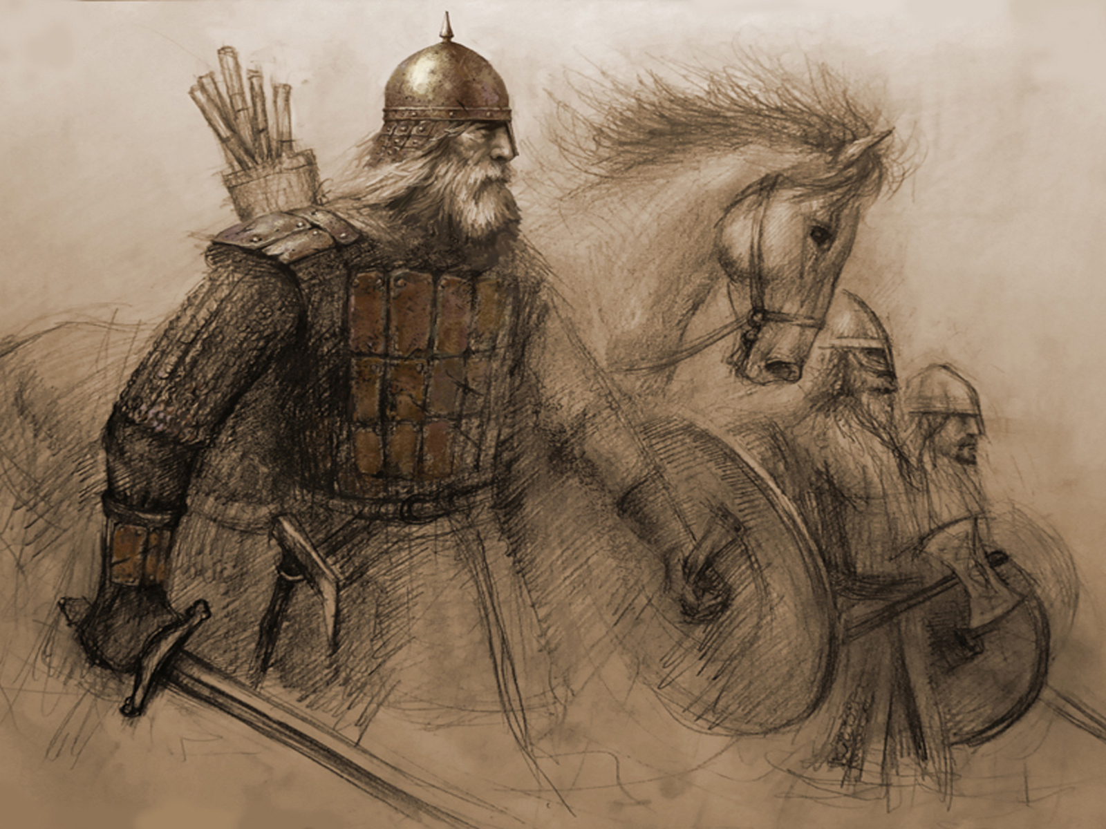 Викинг с боевым конем