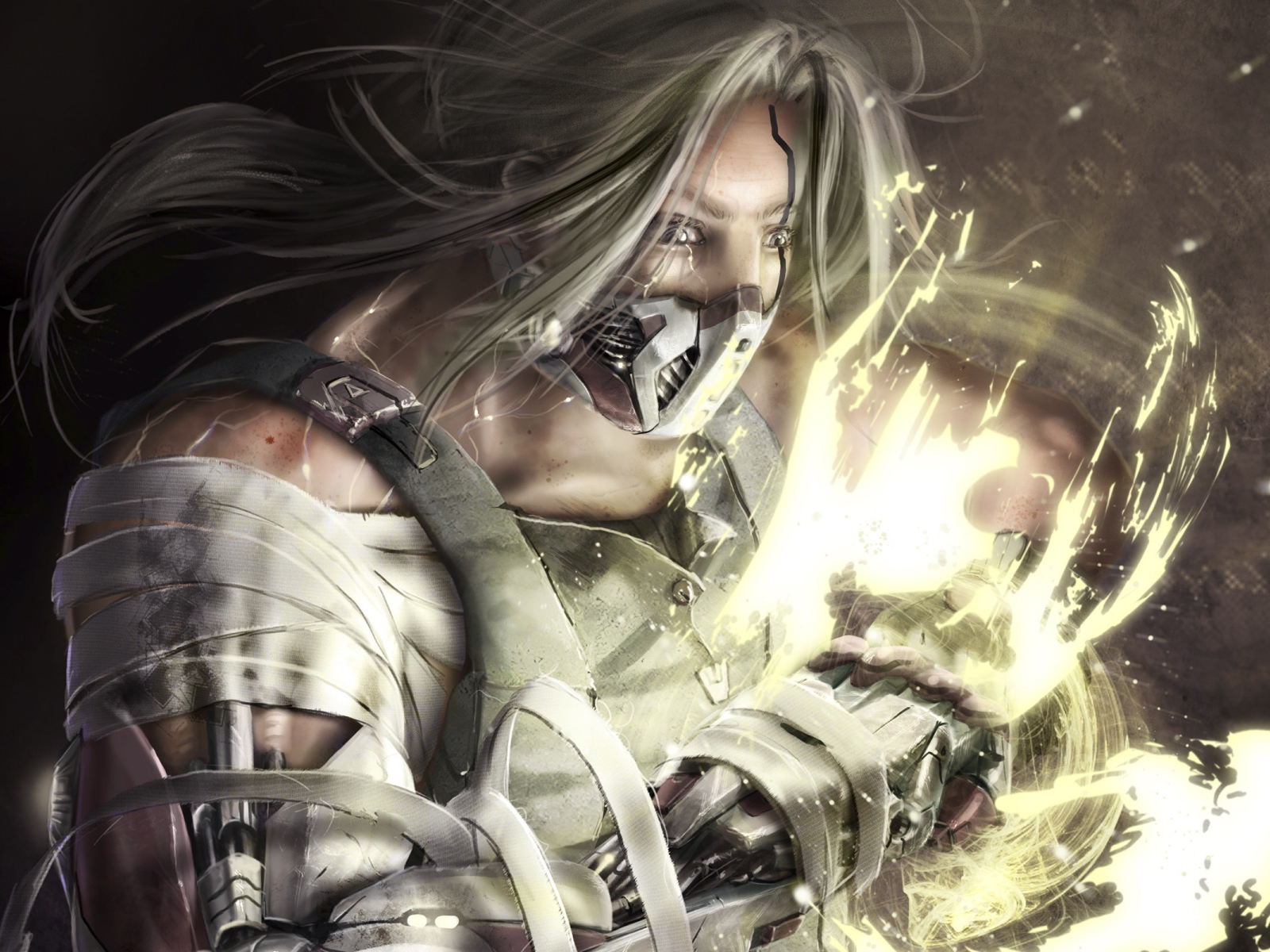 Человек со светящимися руками