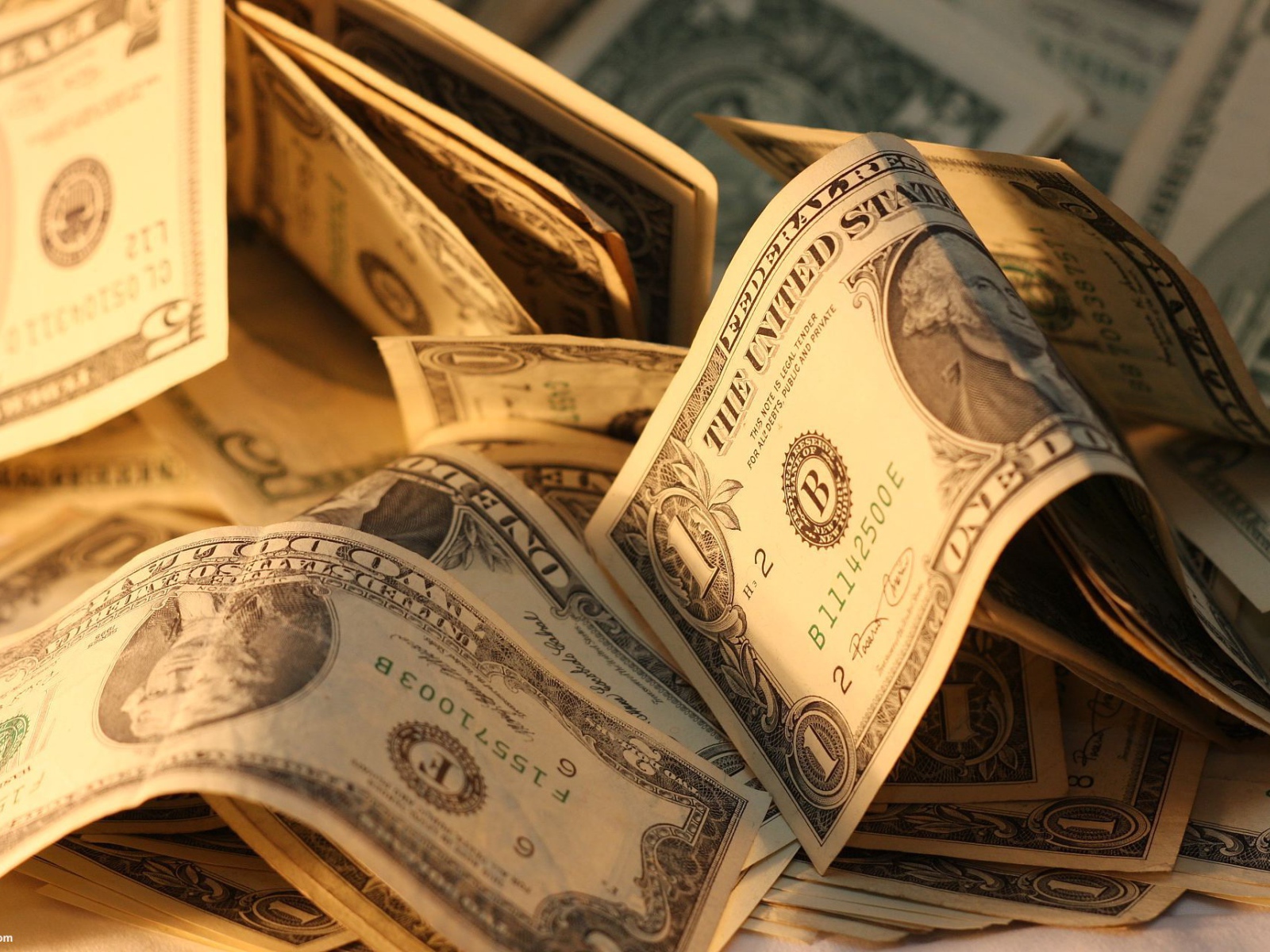 Доллары в лучах солнца
