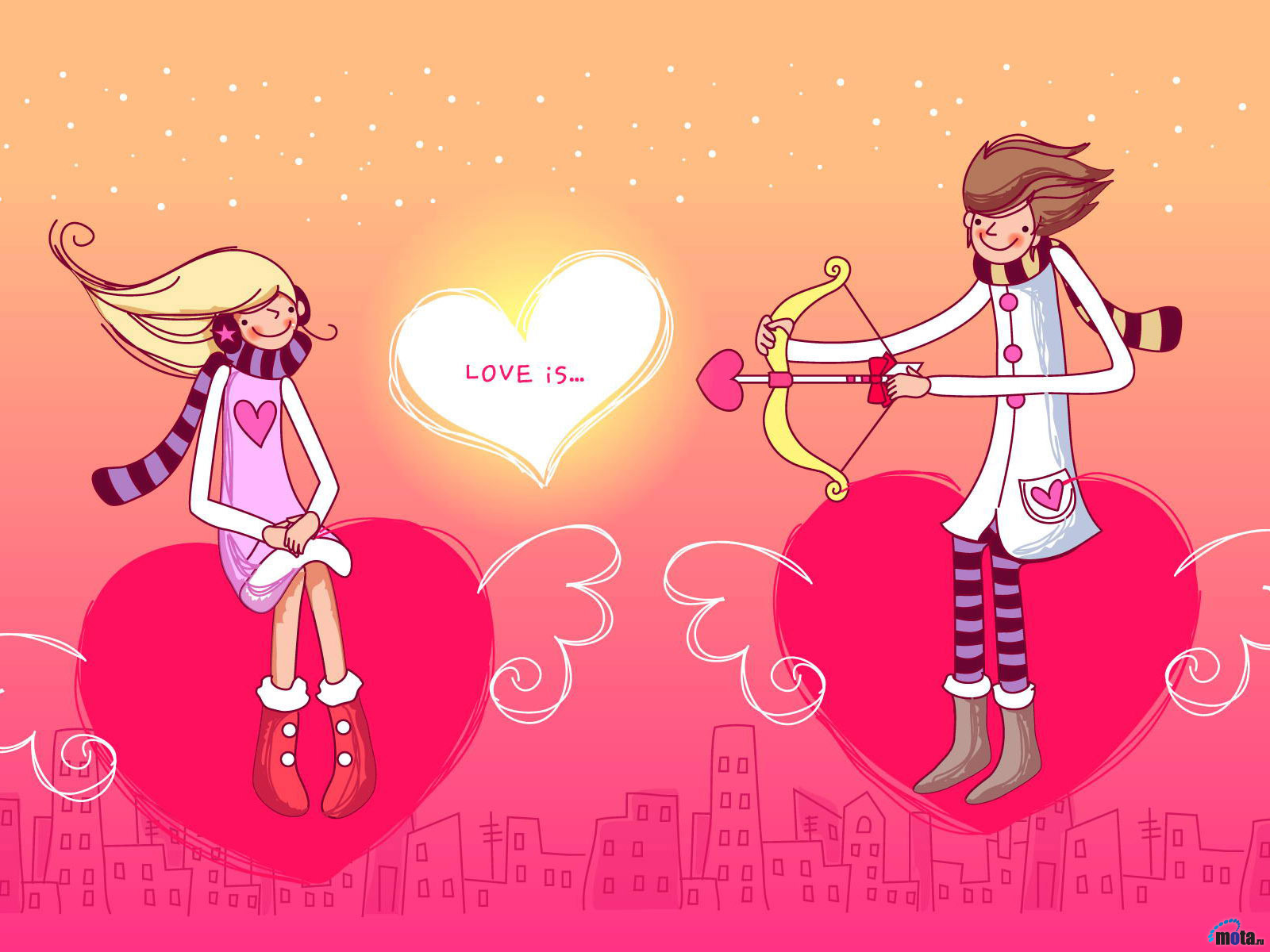 Сердечки с крыльями для влюбленных