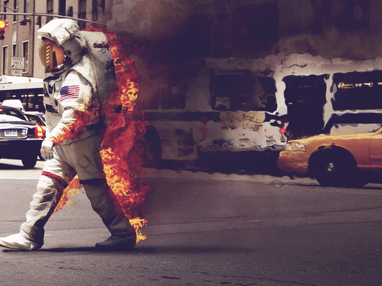 Пожарник на работе