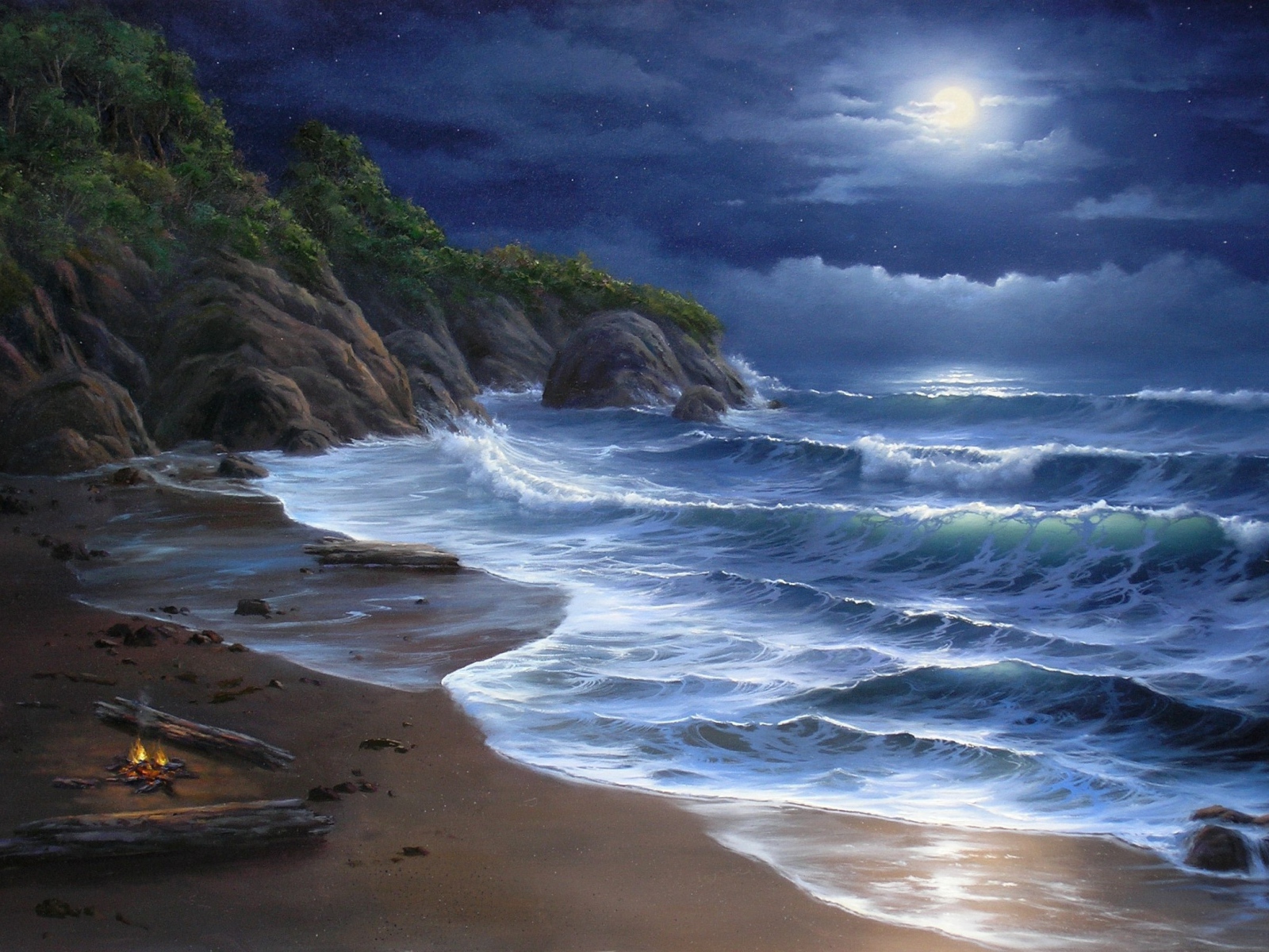 Костер на берегу моря