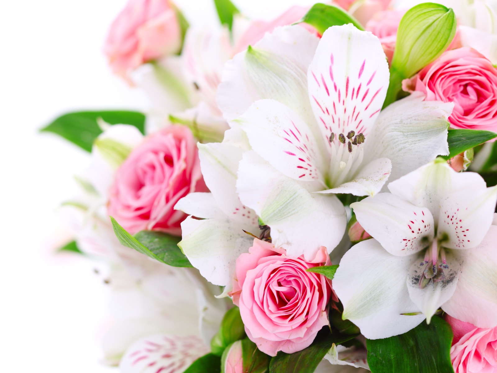 Букет из белых и розовых цветов