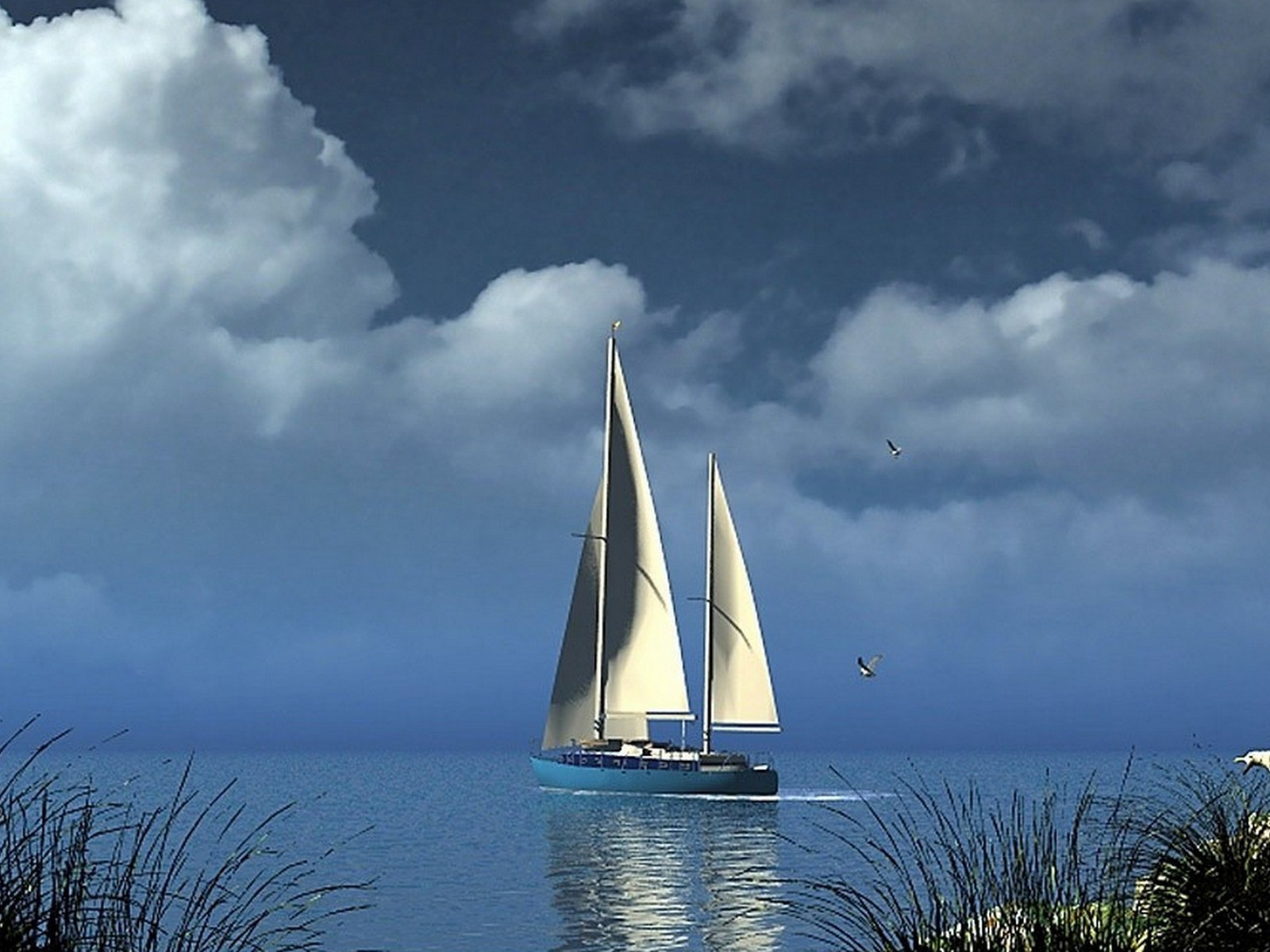 Парусная яхта в море