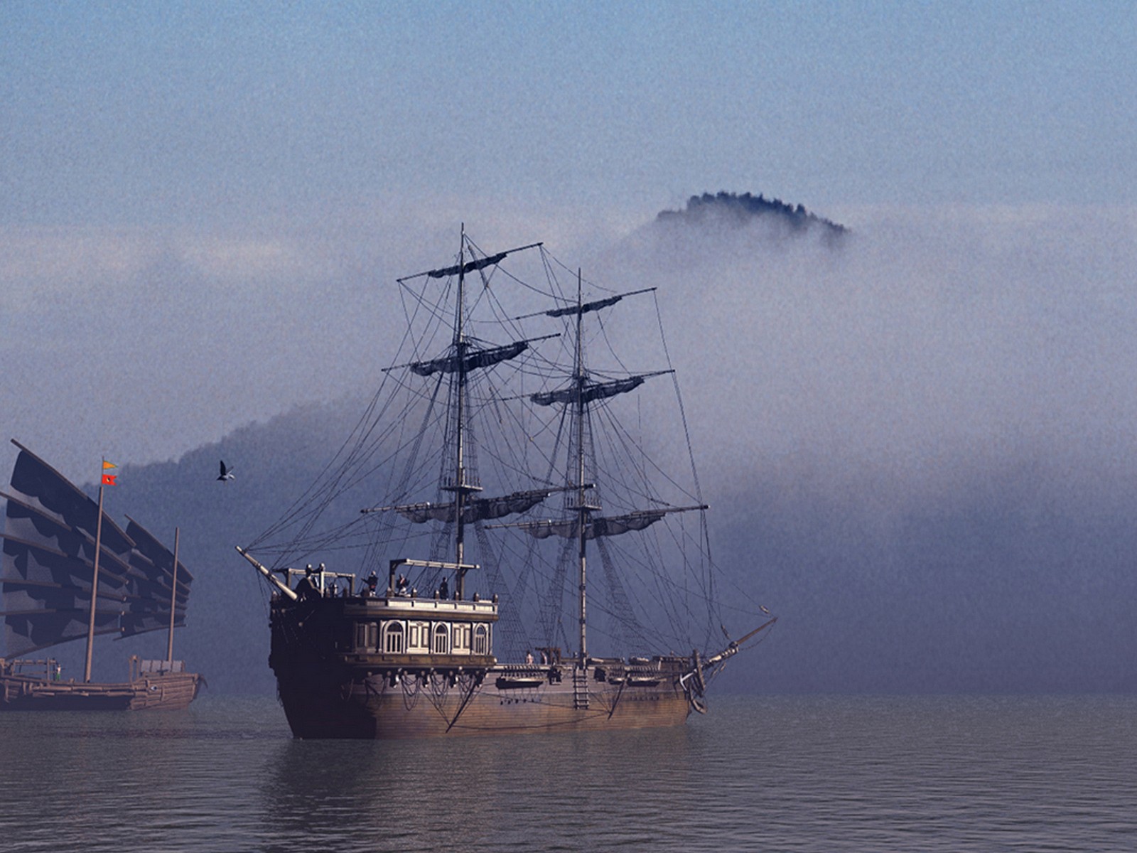 Парусники в тумане