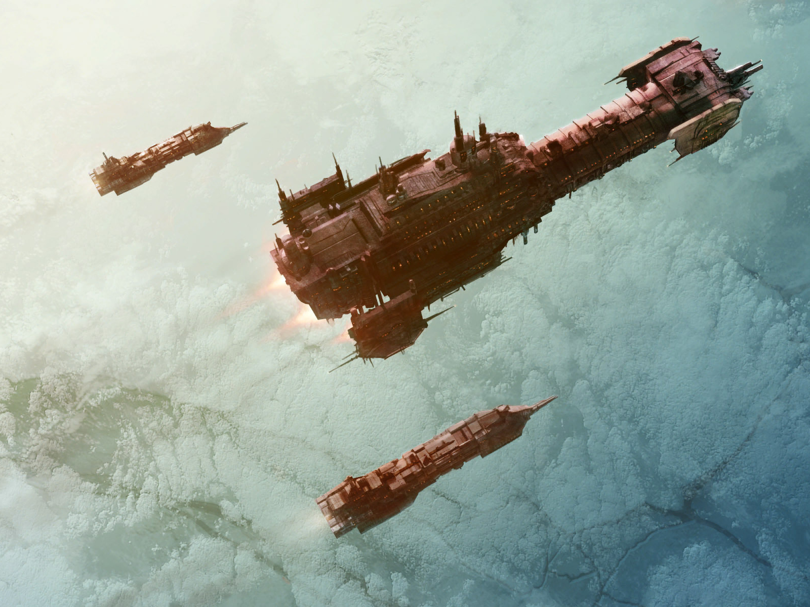 Космические корабли над планетой