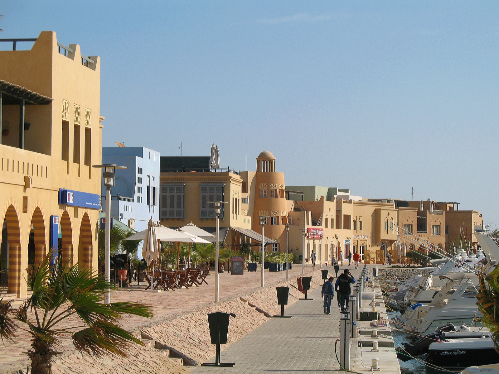 Walk along the promenade in the resort of Hurghada, Egypt
