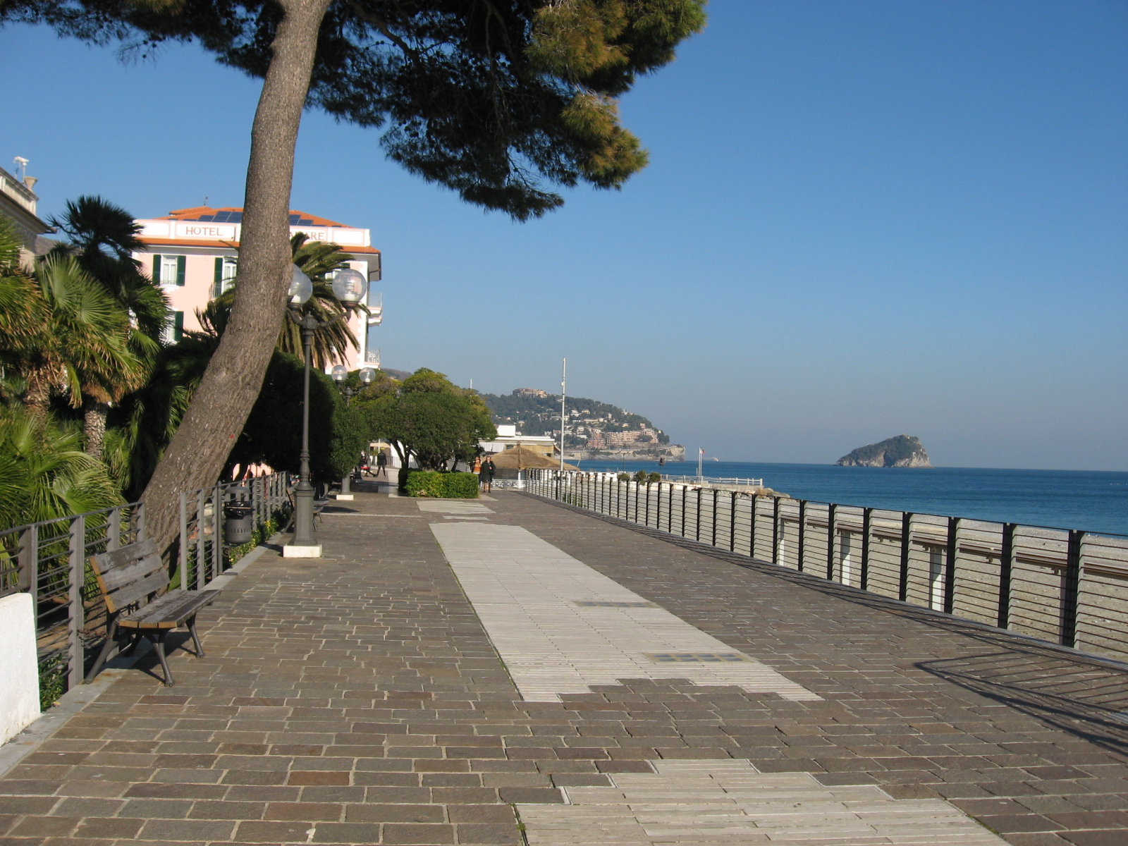 Promenade in resort Spotorno, Italy