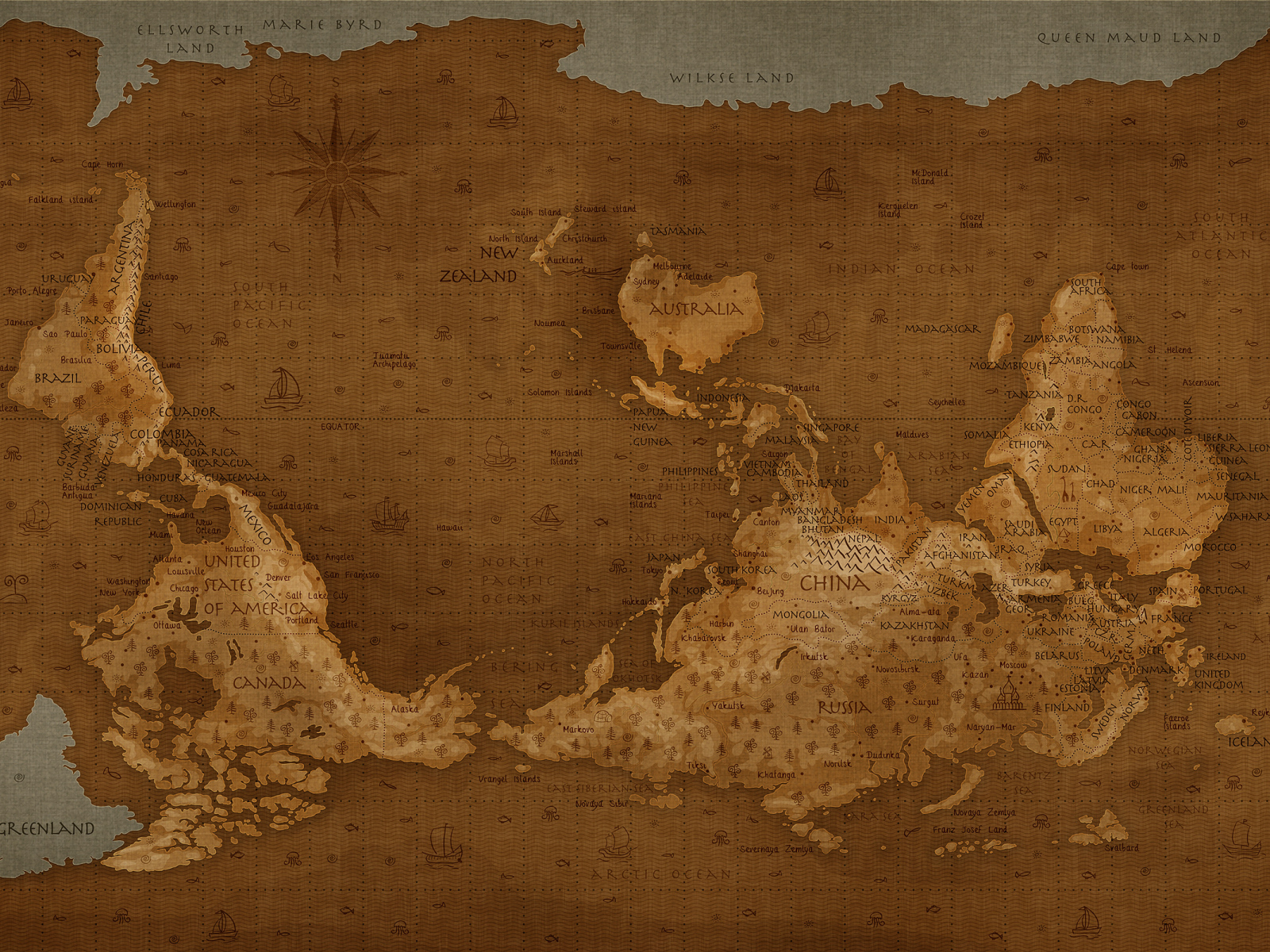 Большая перевернутая карта Мира