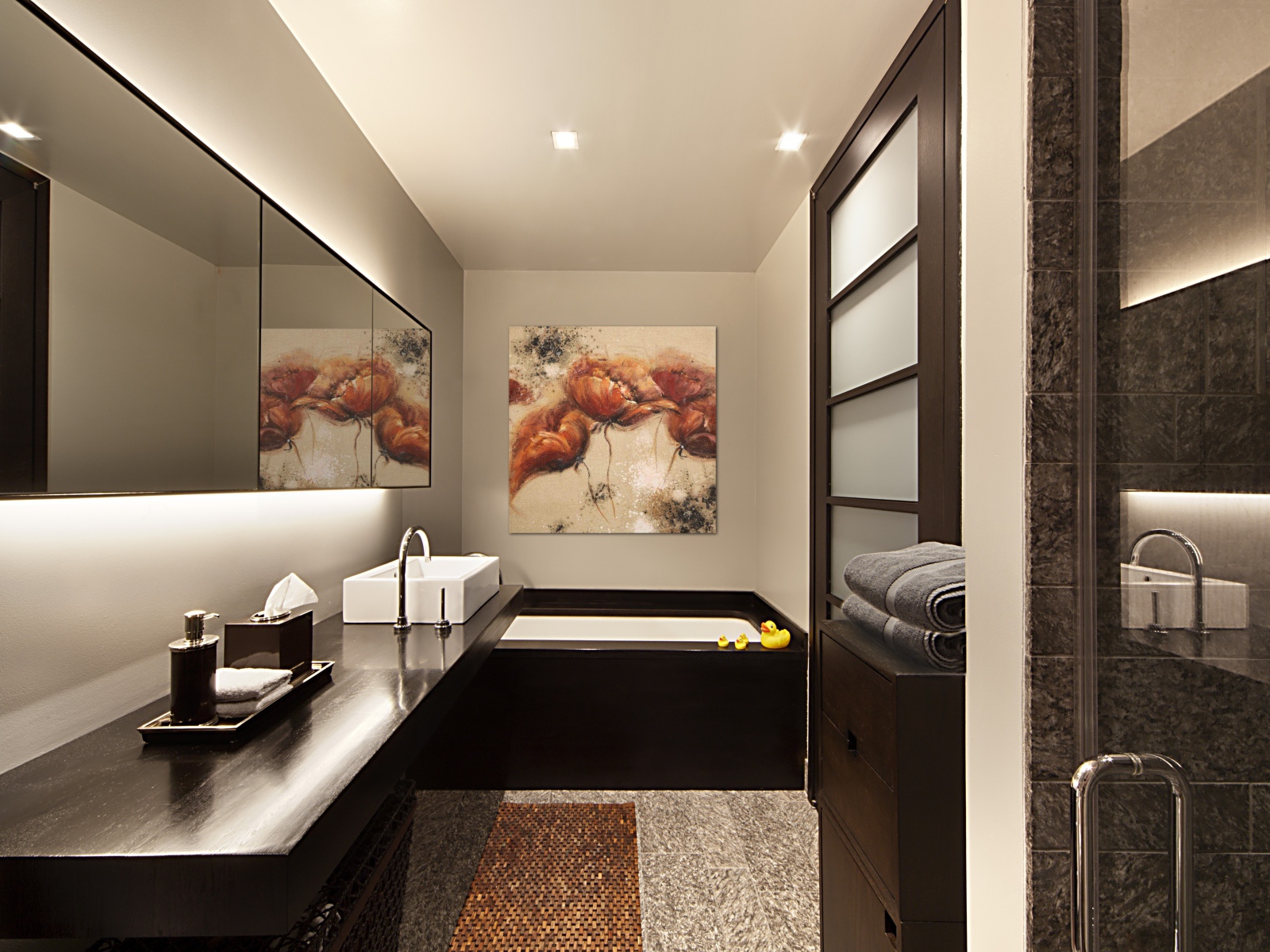 Светло коричневой оформление ванной