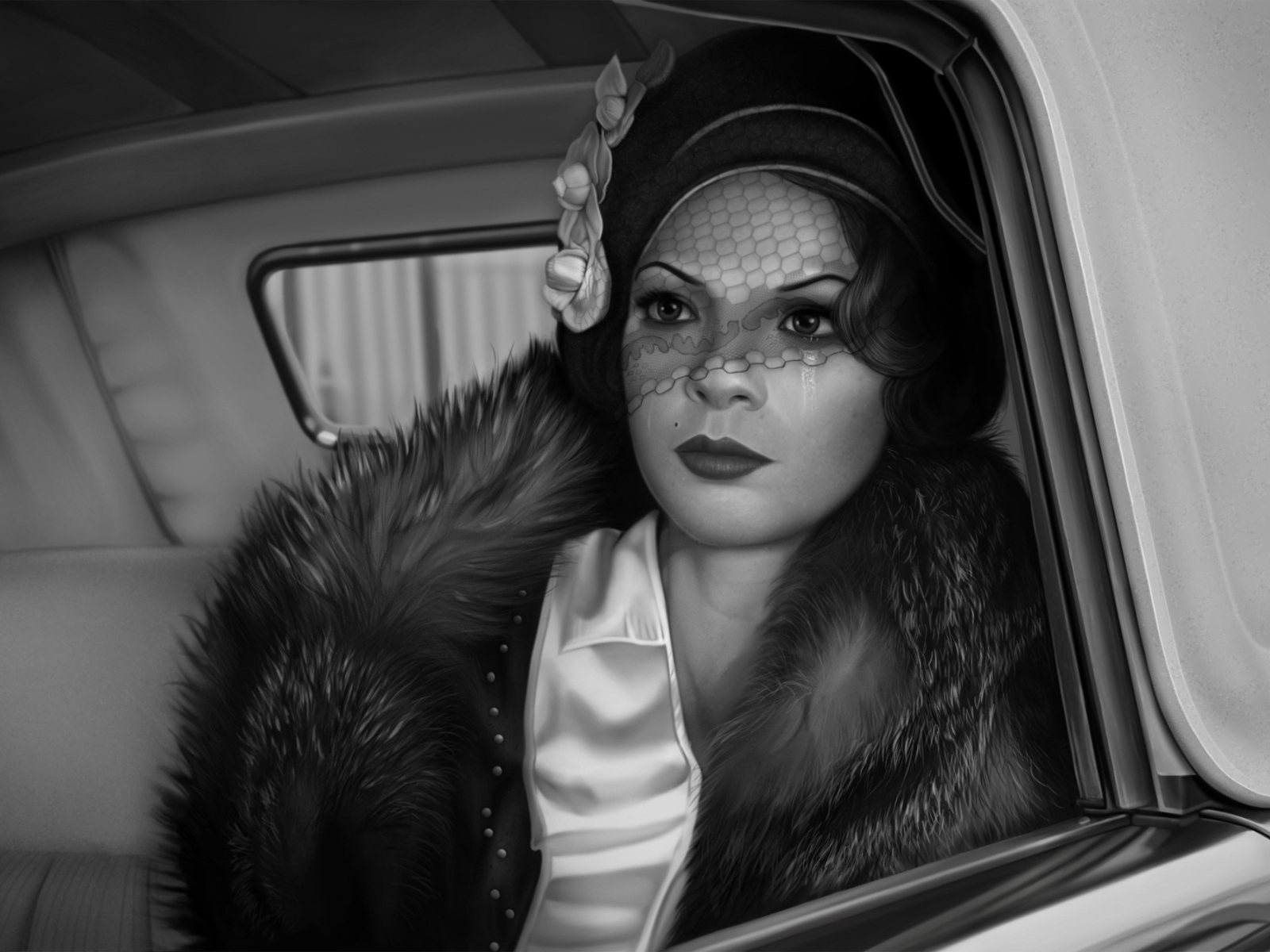 Девушка в ретро шляпе