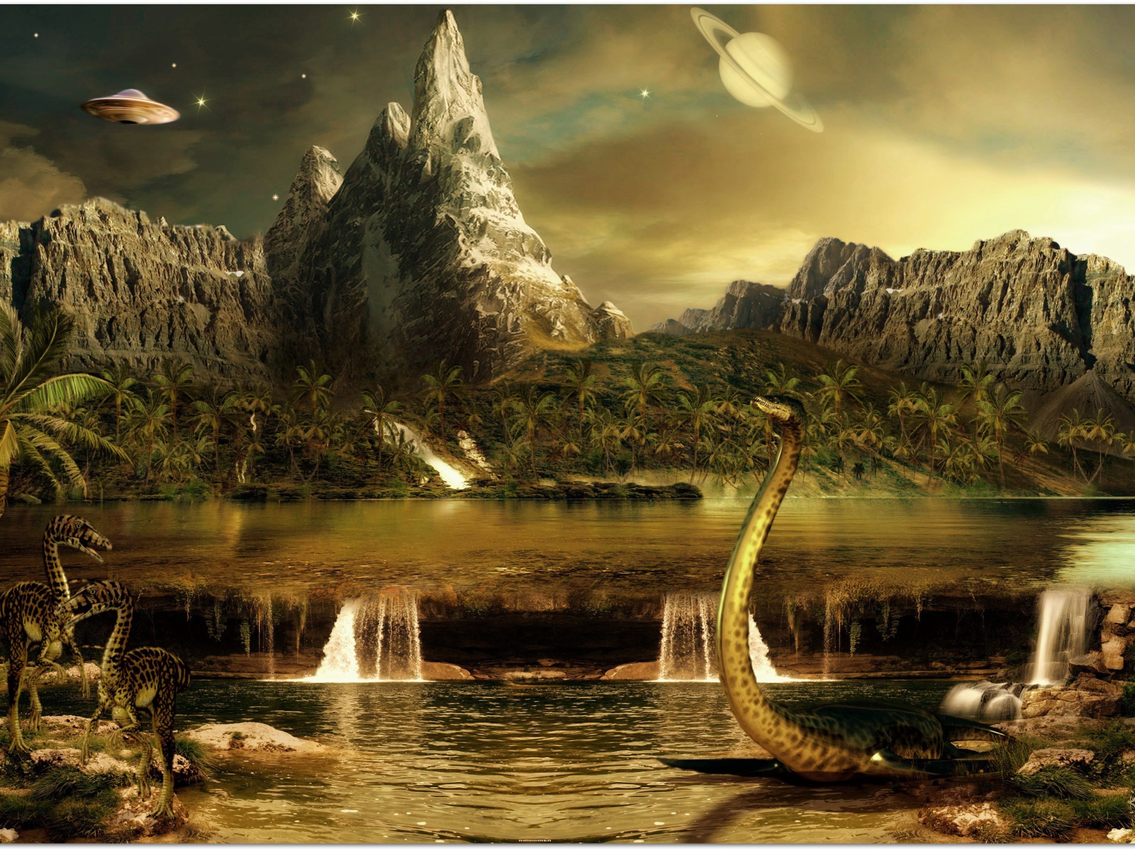 Пейзаж с динозаврами