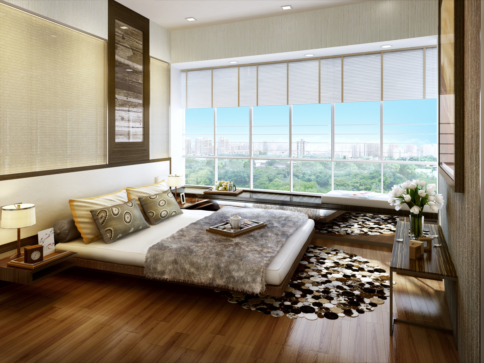 Окно на всю стену в спальне