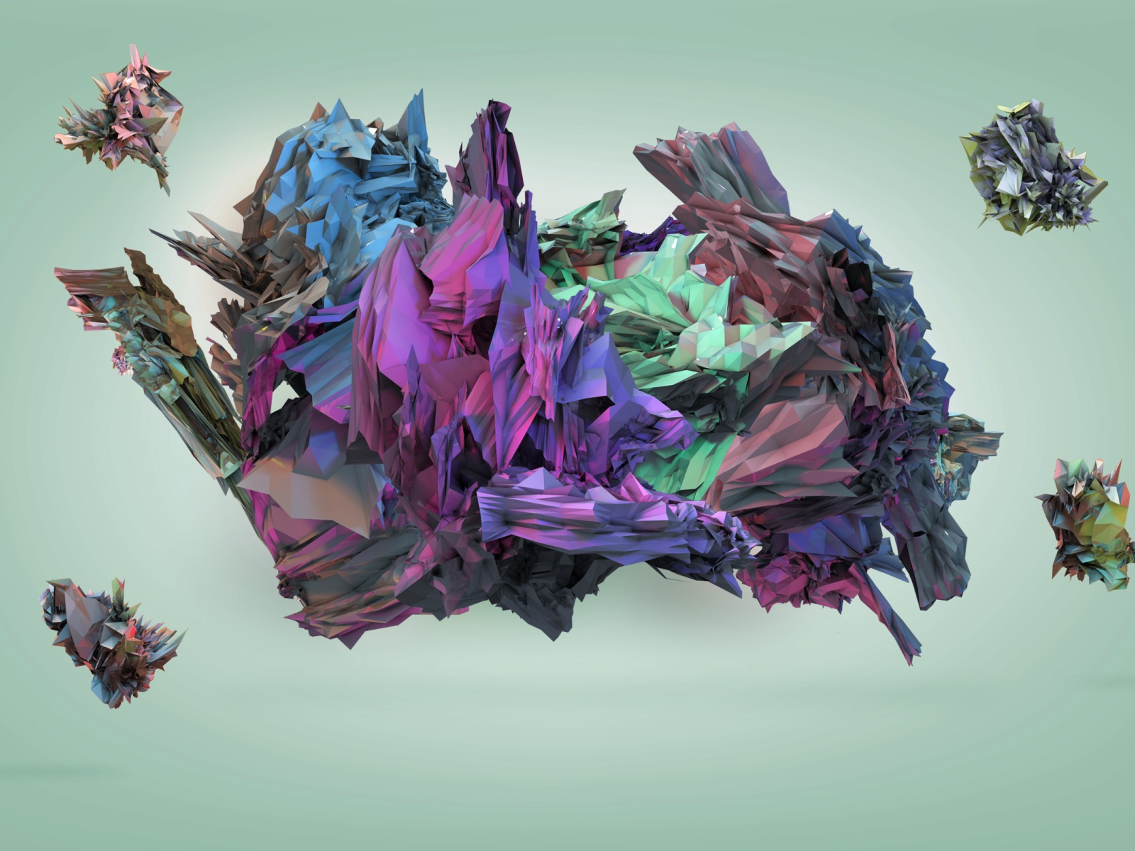 Кристаллы на голубом фоне