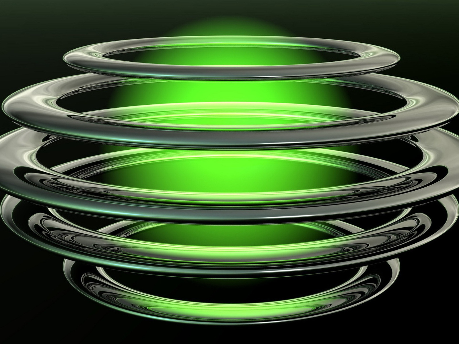 Зеленая плазма в кольцах из металла