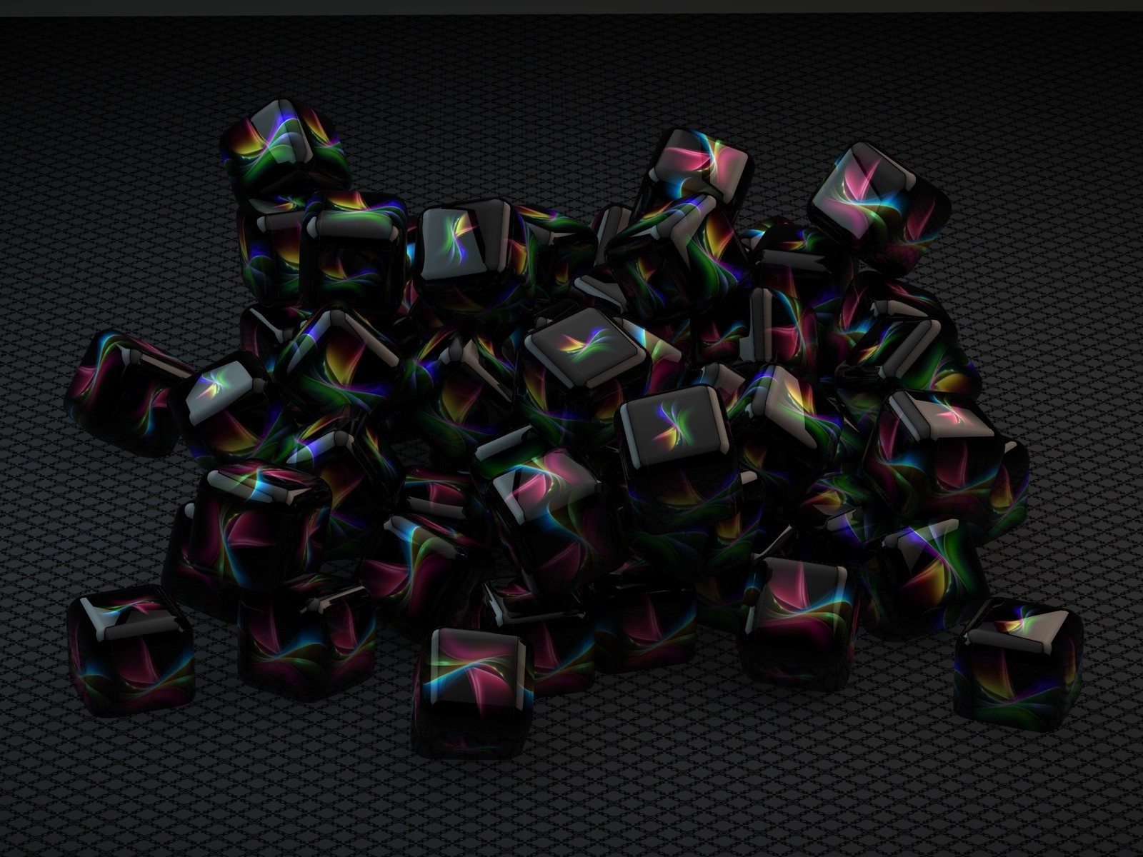 Горка черных кубов с  орнаментами