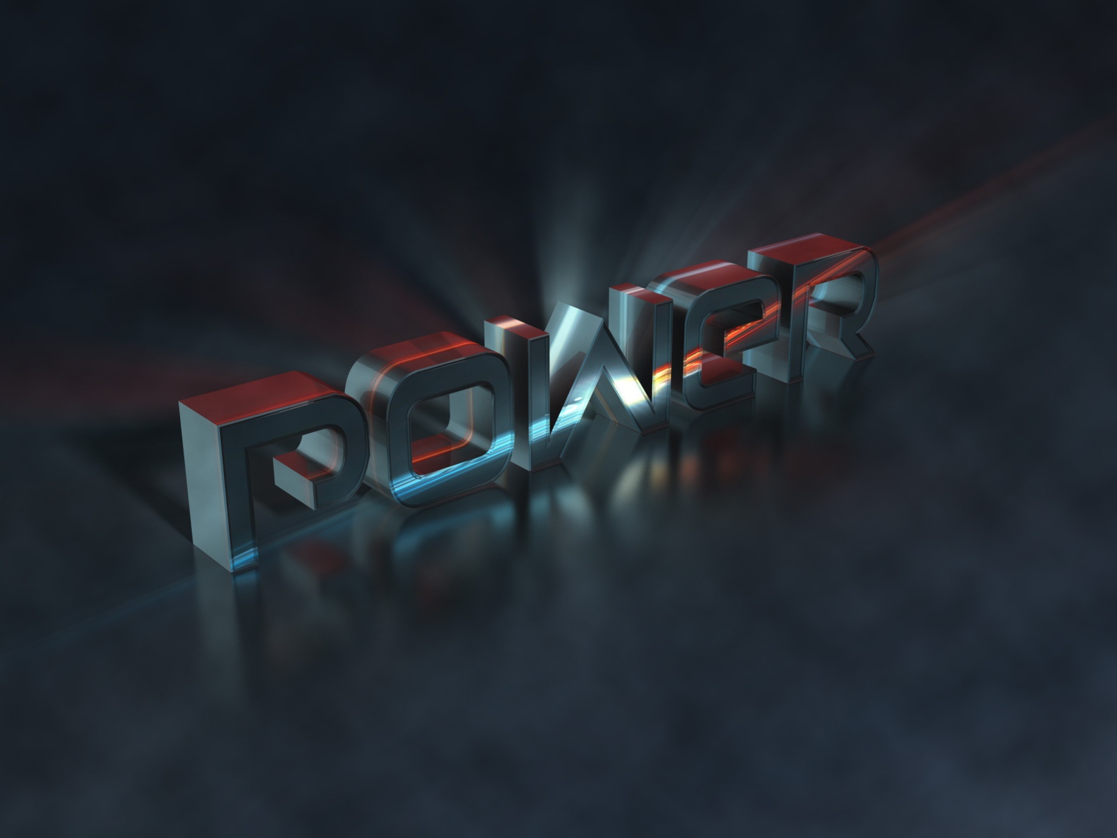 Металлическая надпись Power, 3Д графика