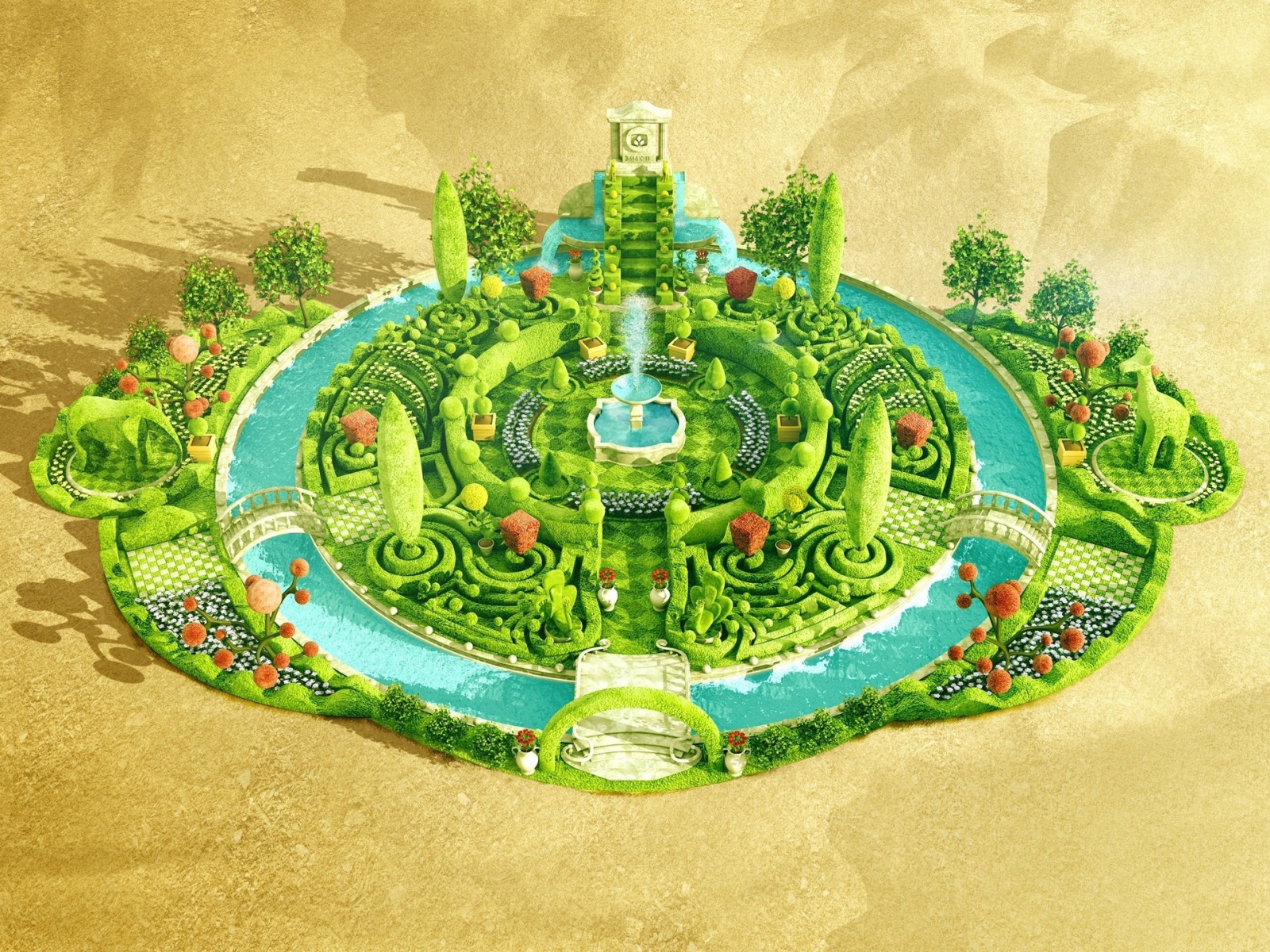 Модель оазиса в пустыне