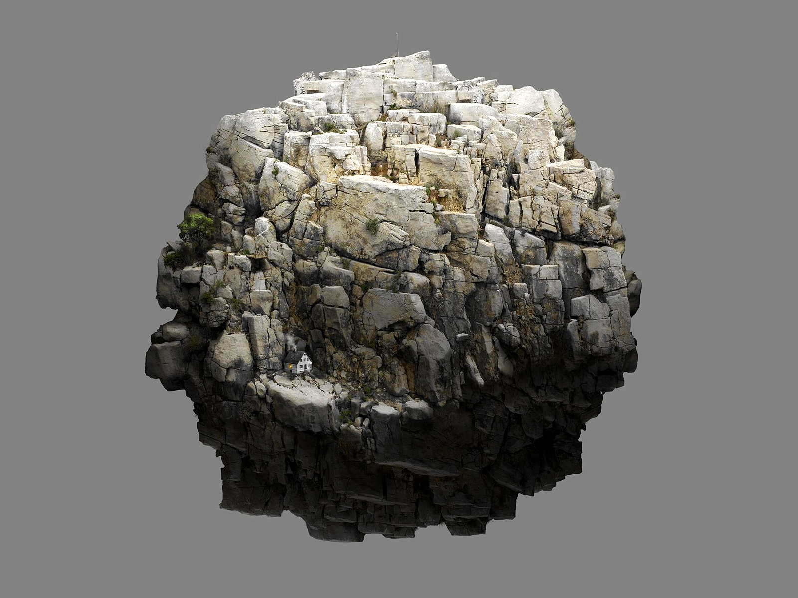 Круглый камень на сером фоне