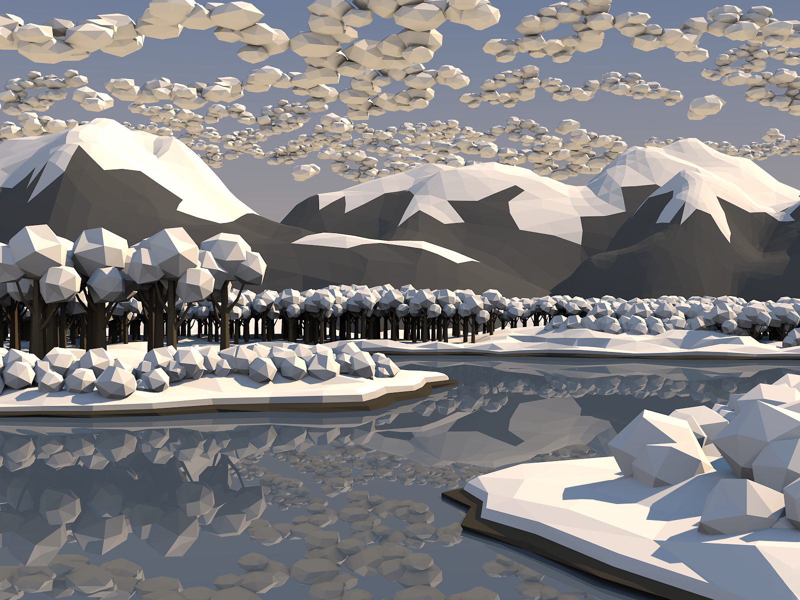 Зимний лес, 3Д графика