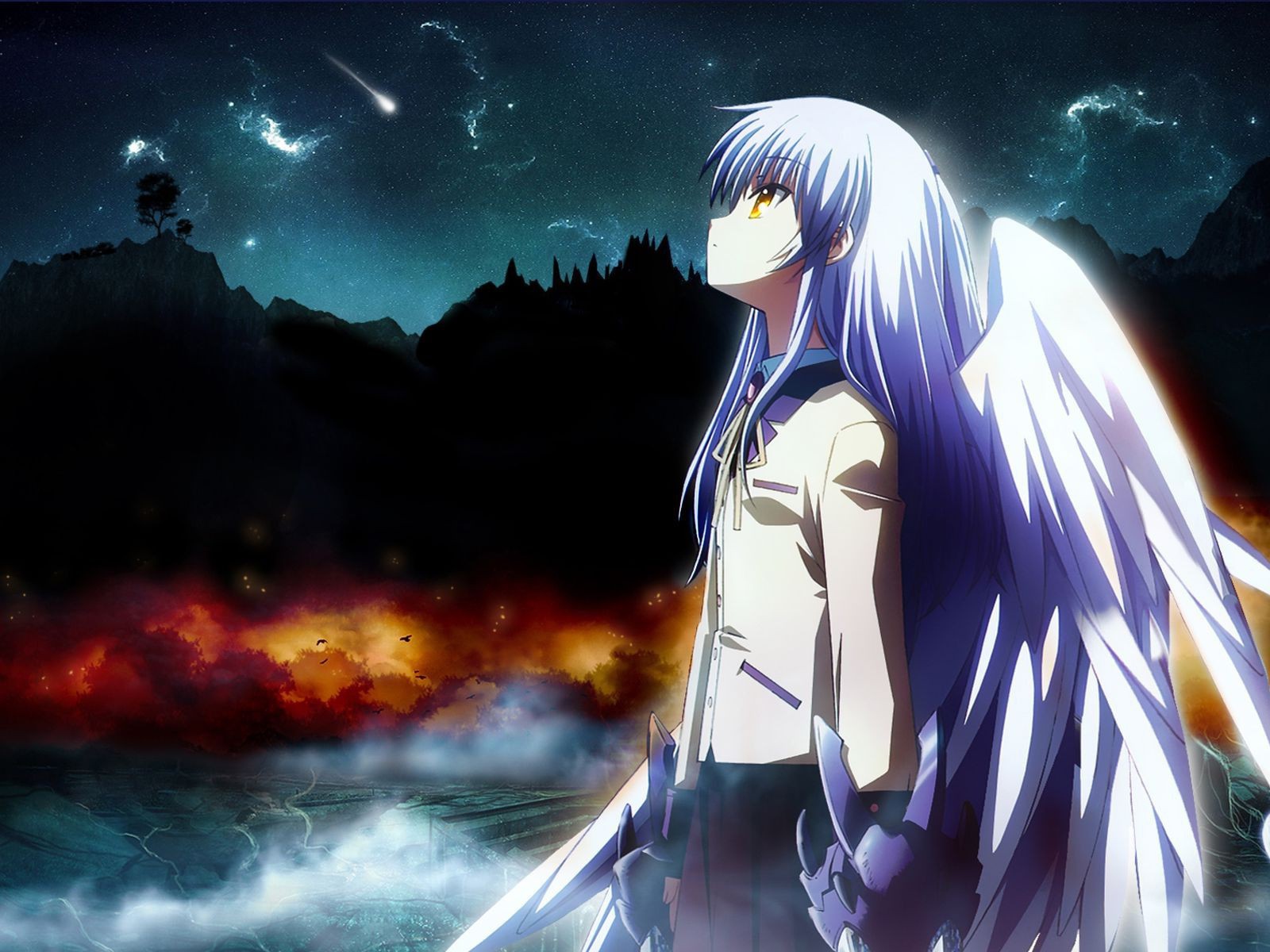 Ангел на фоне ночного неба, аниме Ангельские ритмы