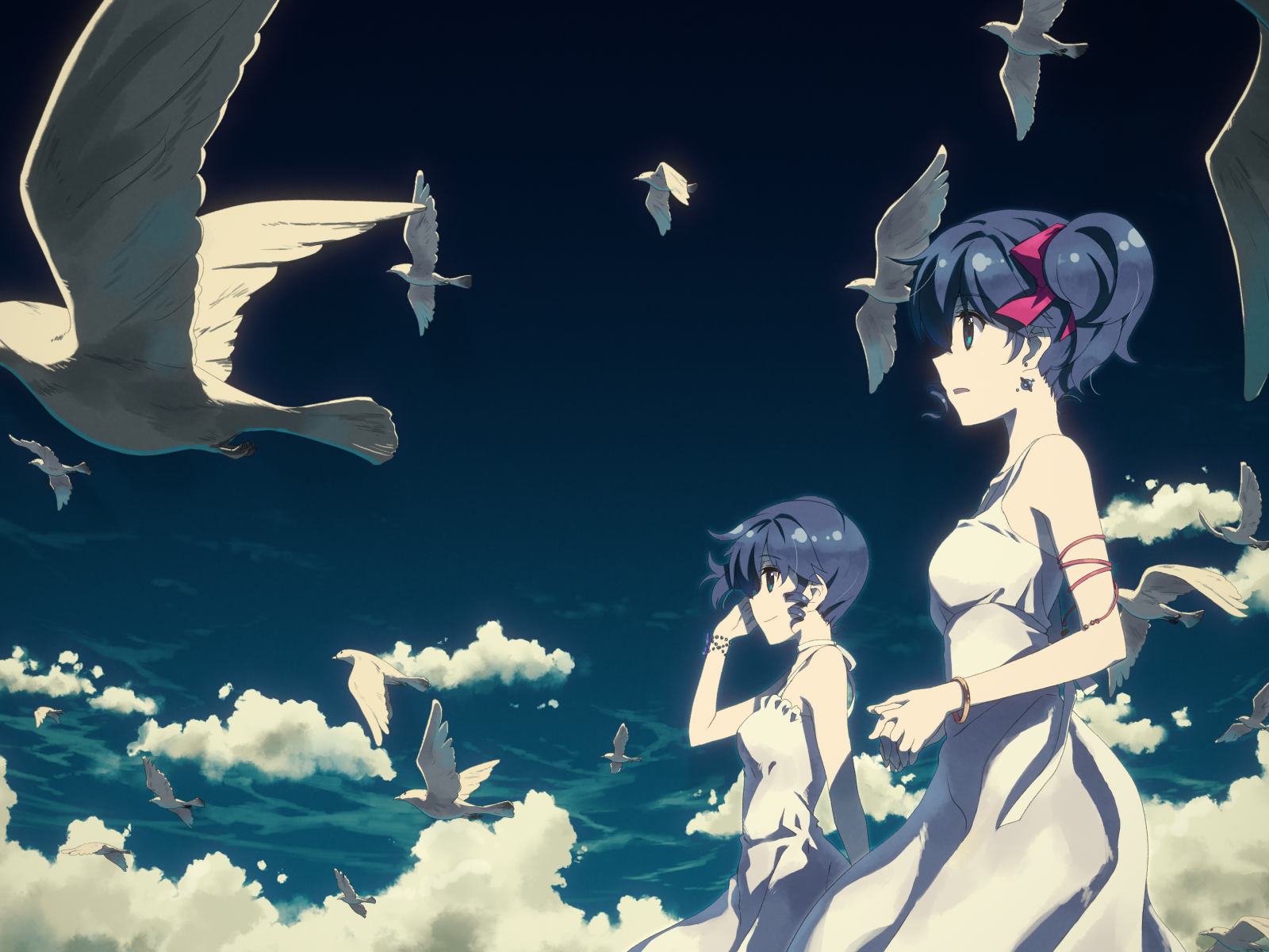 Персонажи аниме DJ Max среди птиц