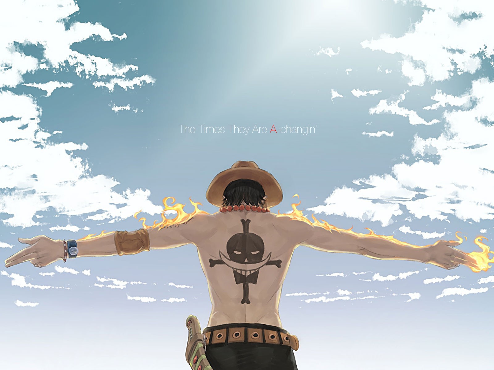 Персонаж аниме с тату пирата на спине