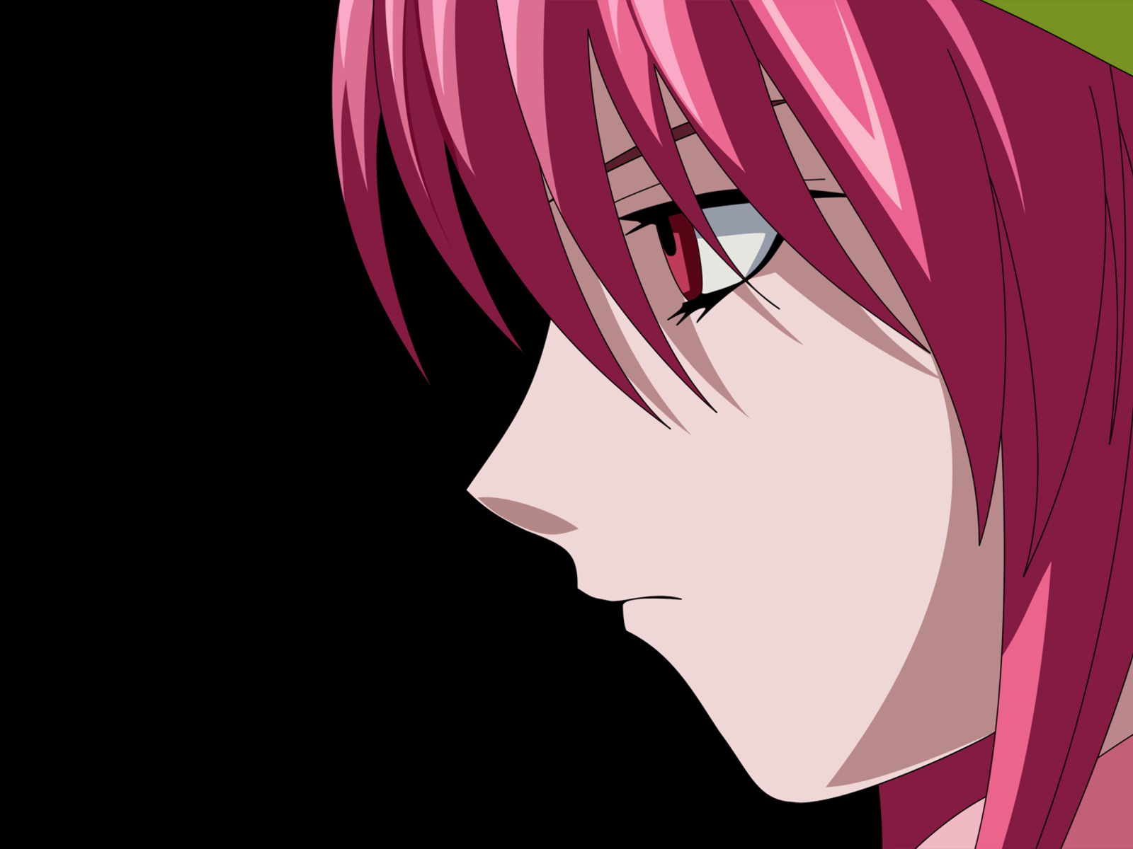 Аниме девушка Люси на черном фоне