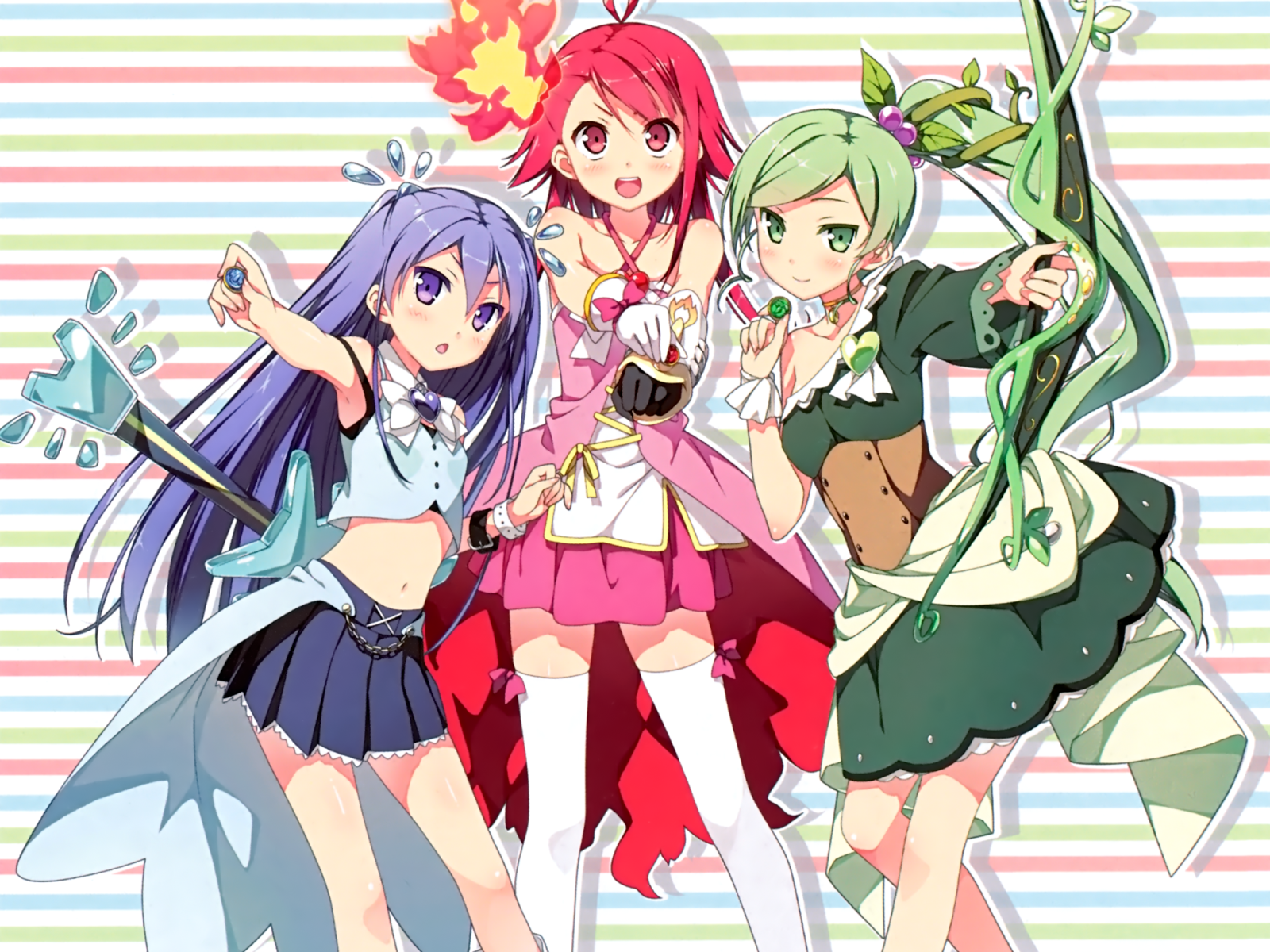 Аниме девушки в одежде разного цвета