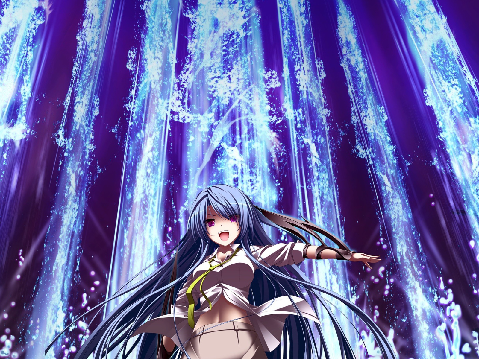 Девушка аниме возле водопада, Натюрморт в серых тонах