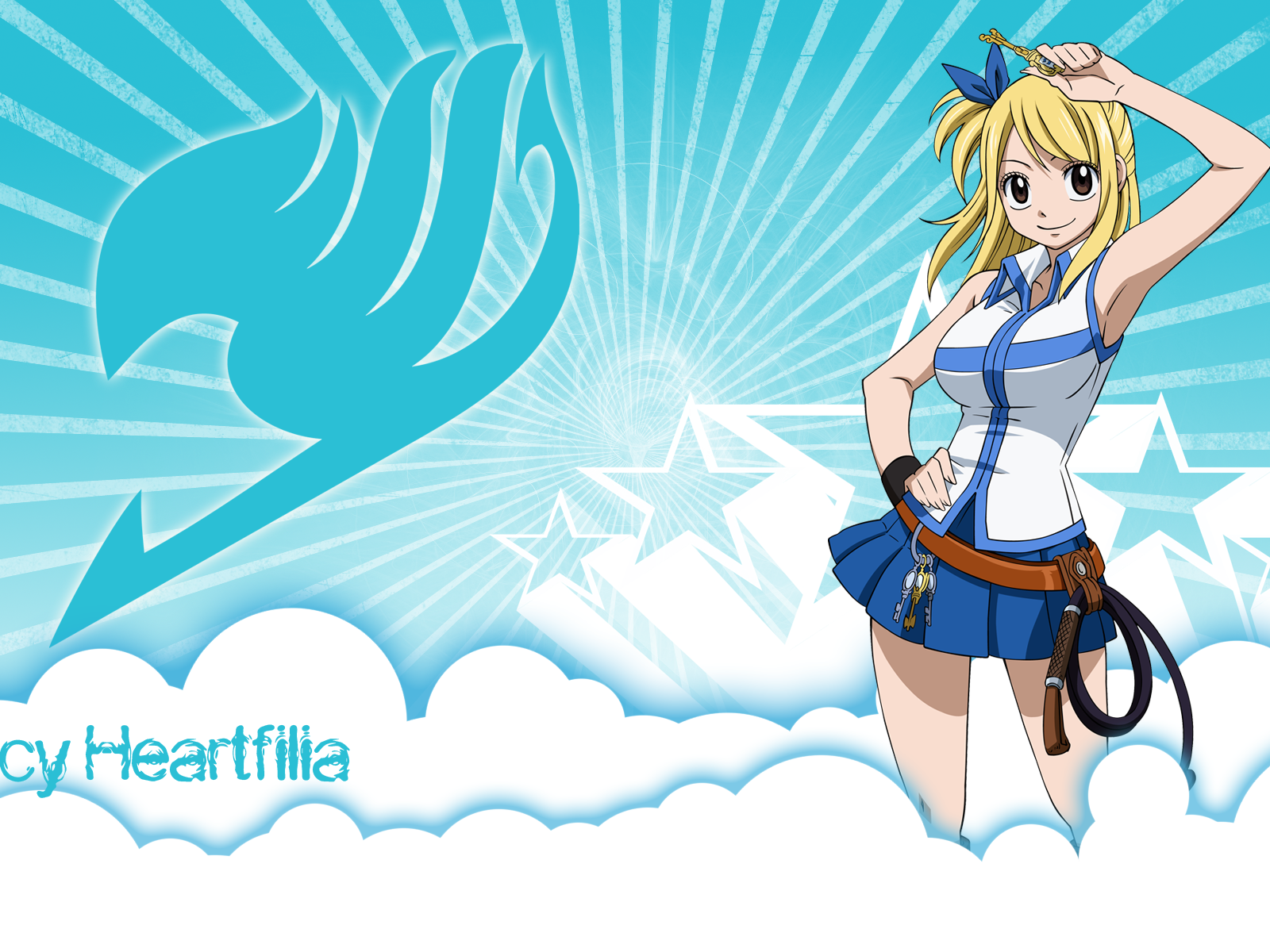 Красивая девушка в аниме Сказка о хвосте феи