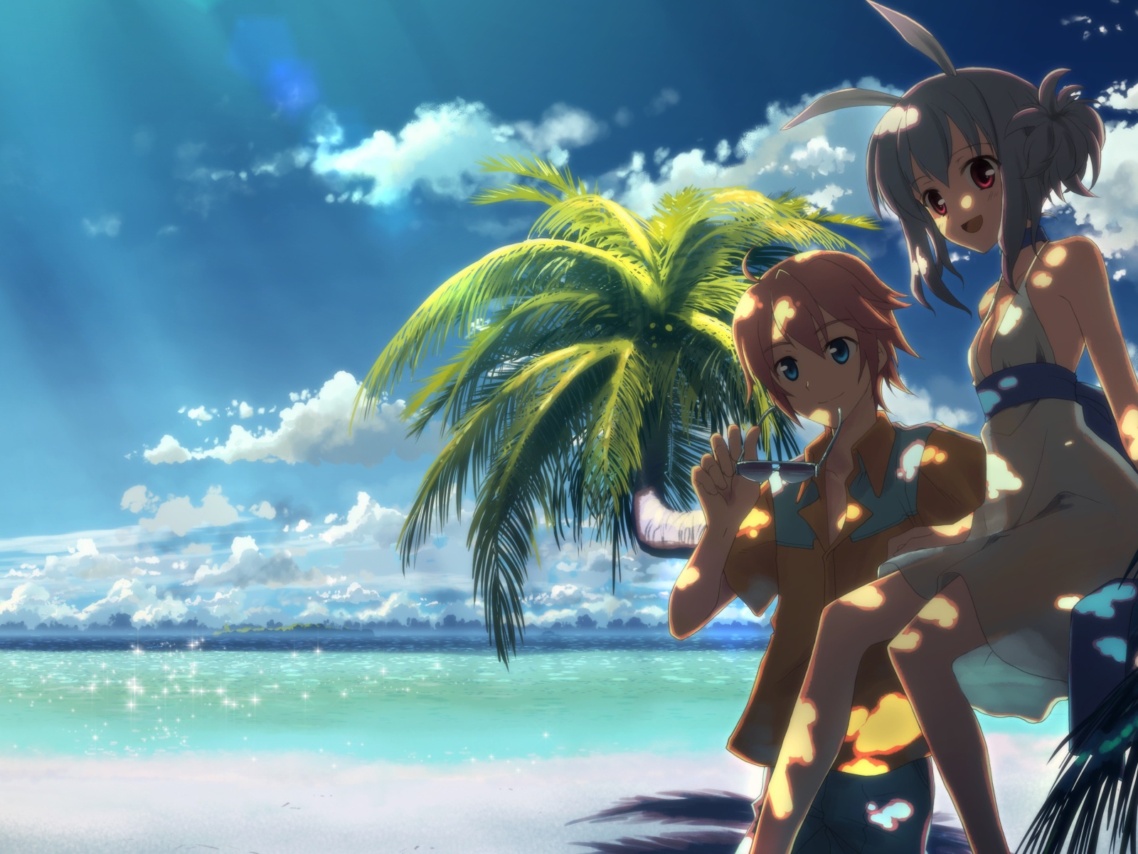 Пара на пляже в аниме DJ Max