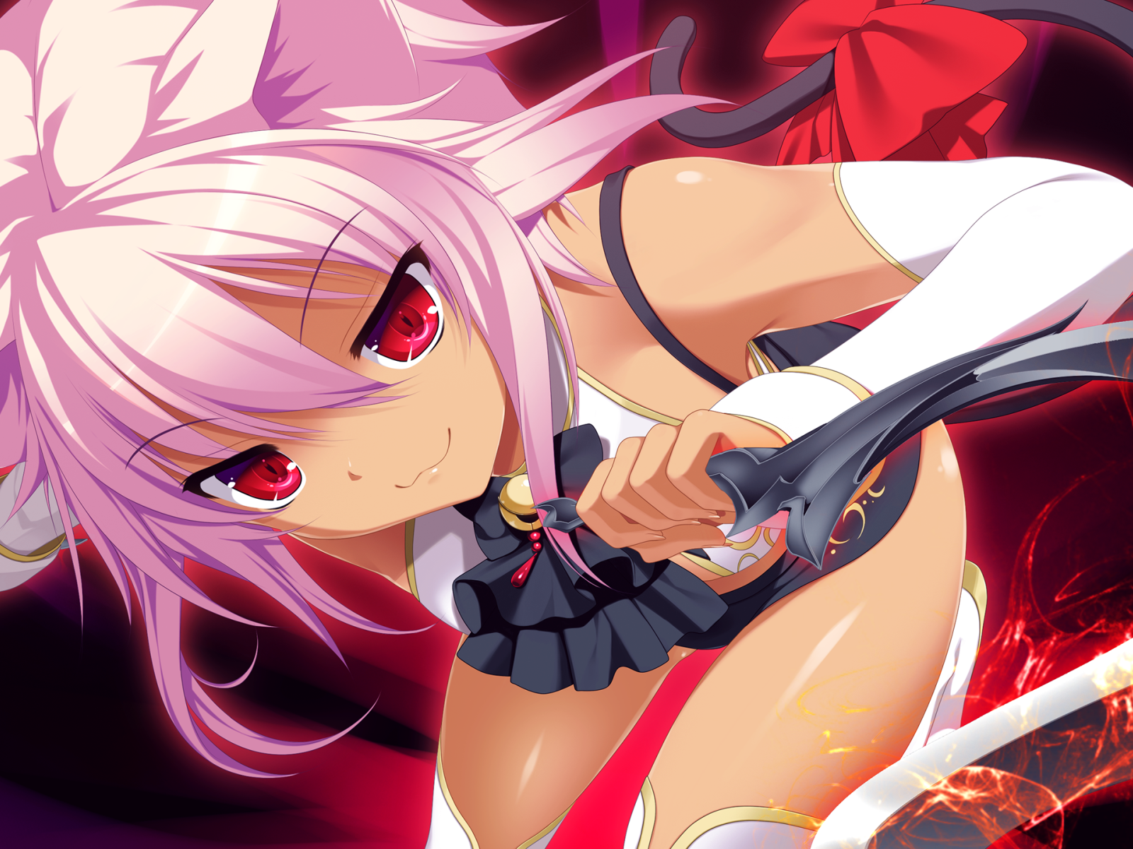 Злая девушка аниме с розовыми волосами