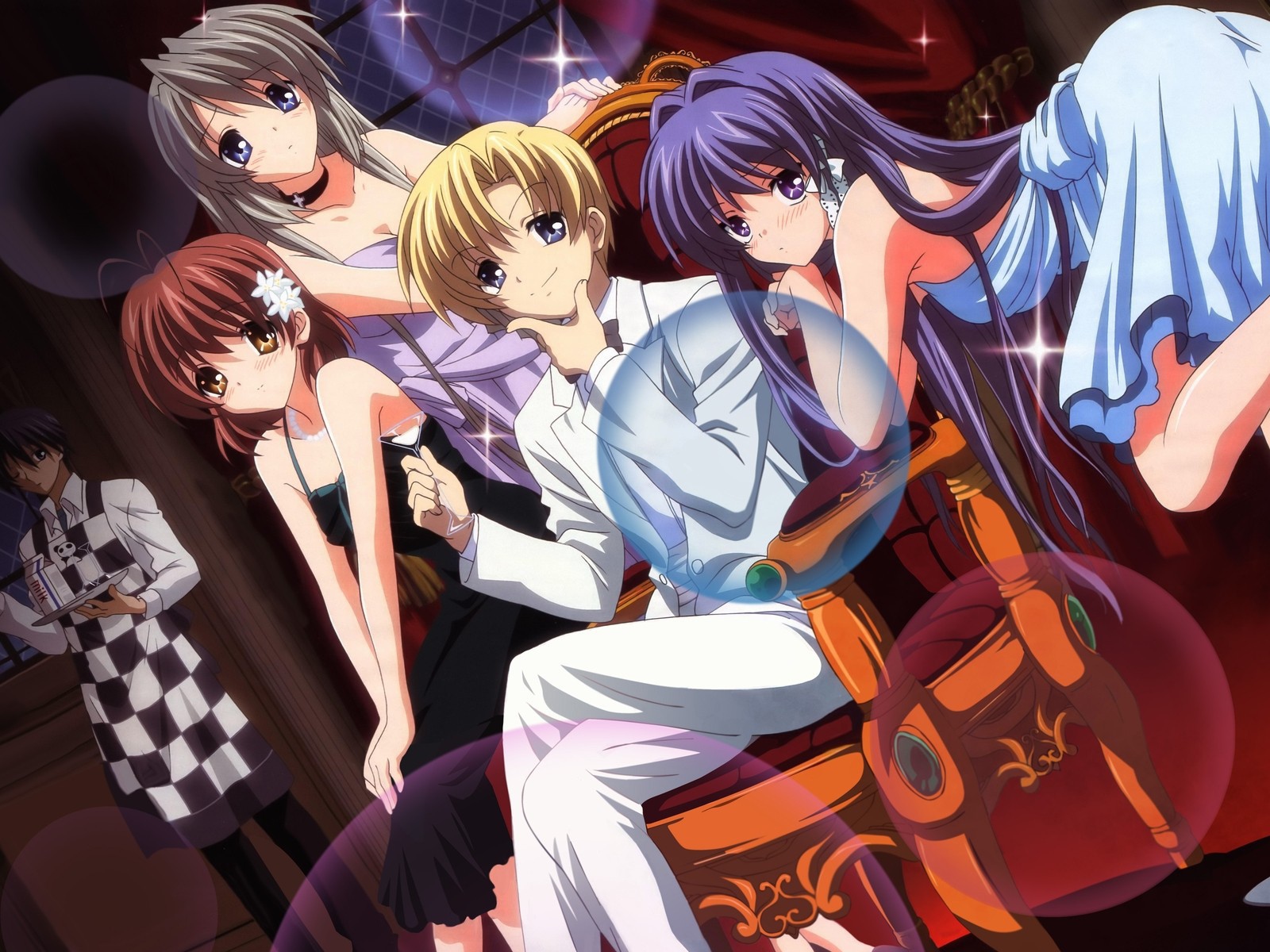 Друзья в кафе в аниме Кланнад