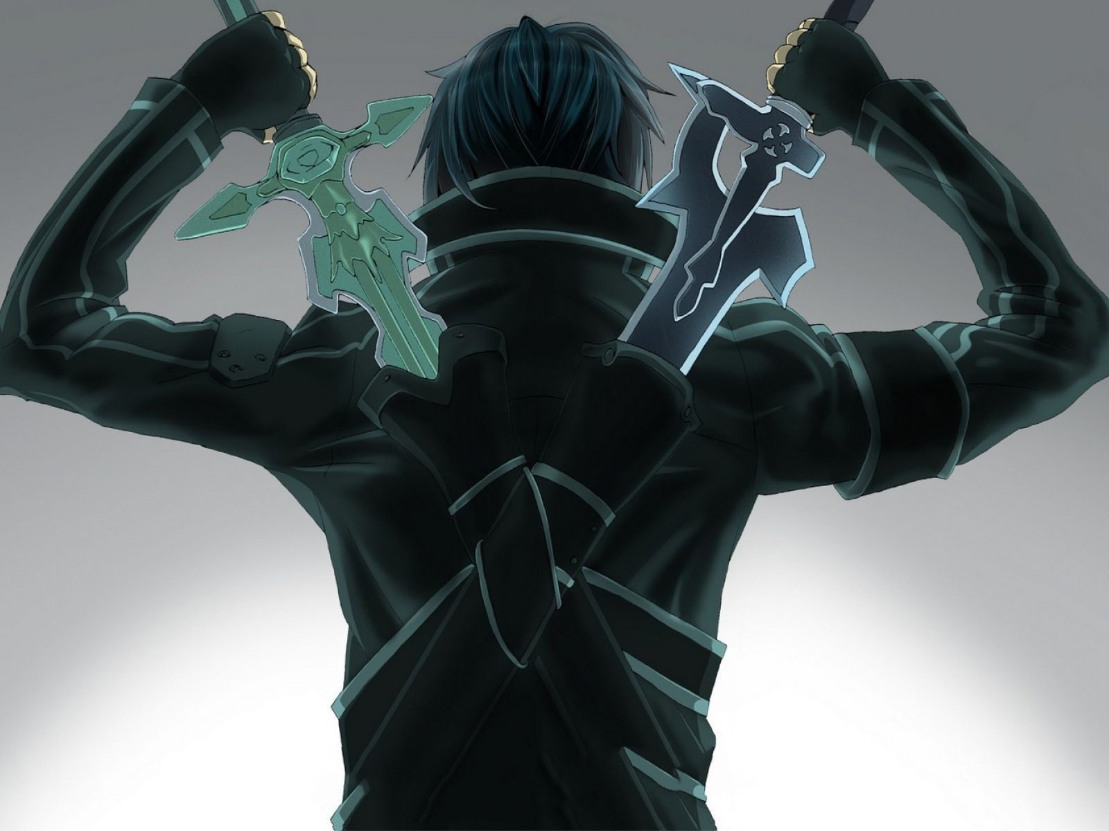 Зеленый и серый меч героя аниме Sword Art Online