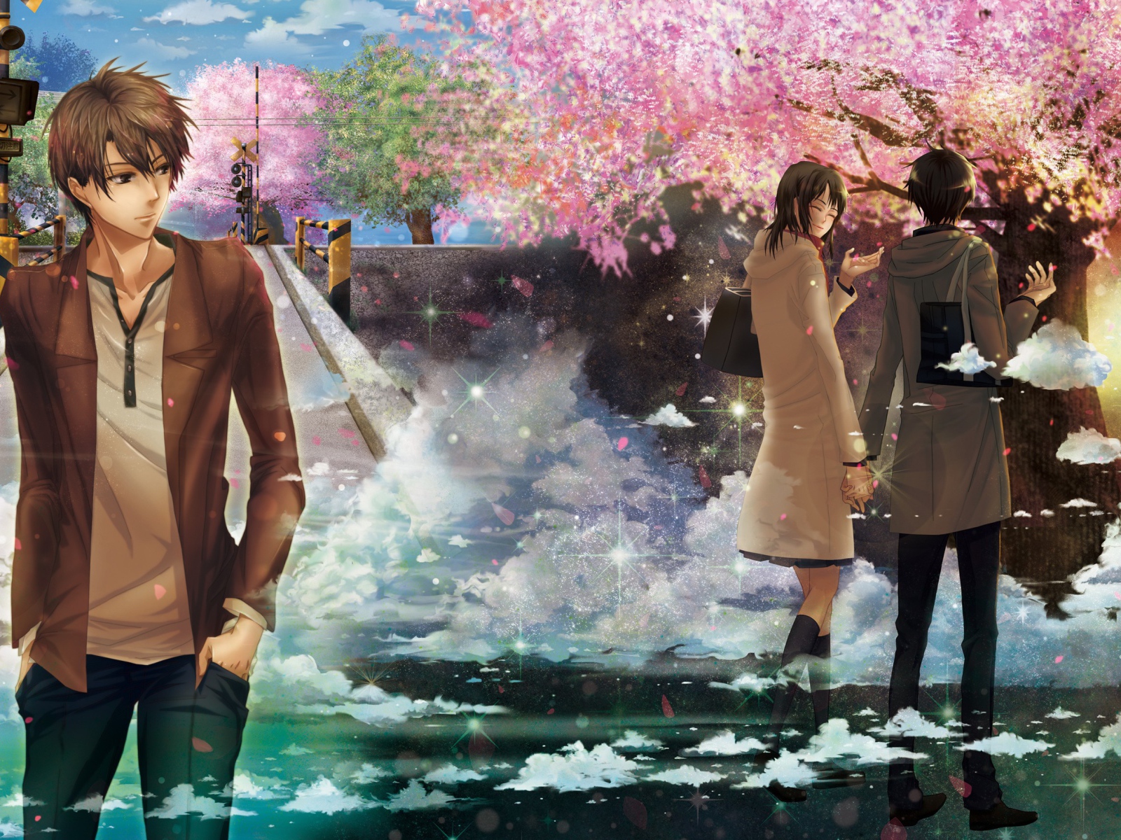 Влюбленные под сакурой в аниме Пять сантиметров в секунду