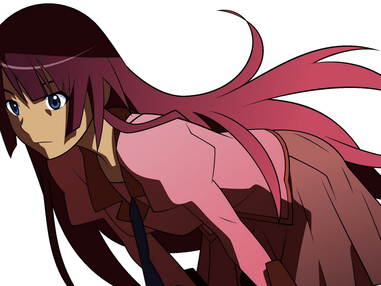 Красноволосая девушка в аниме Monogatari Series