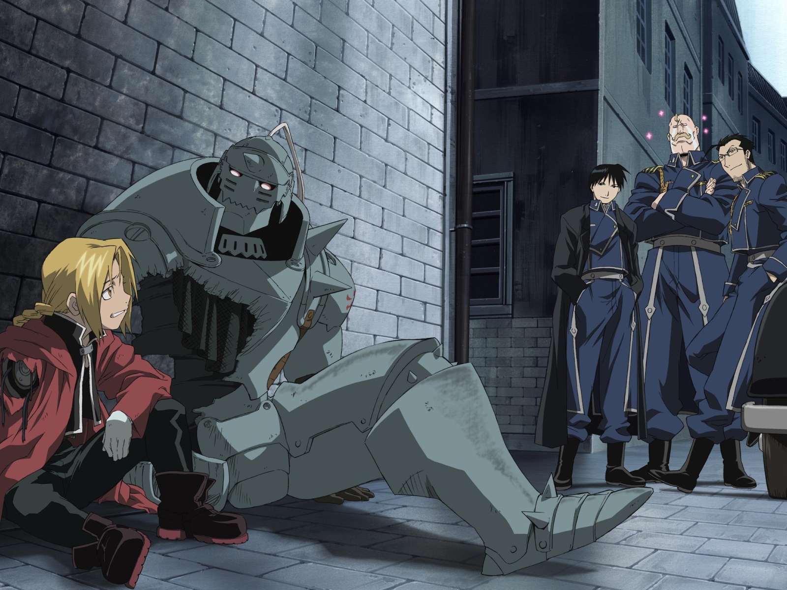 Девочка сидит рядом с роботом в аниме