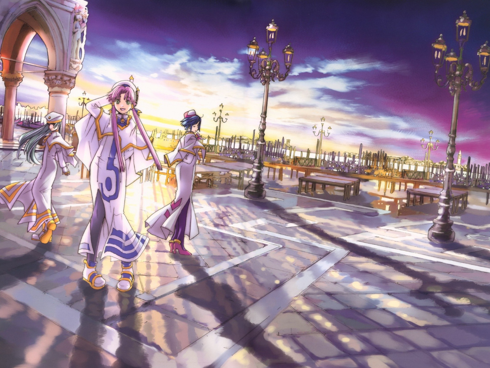 Прогулка на городской площади в аниме Ария