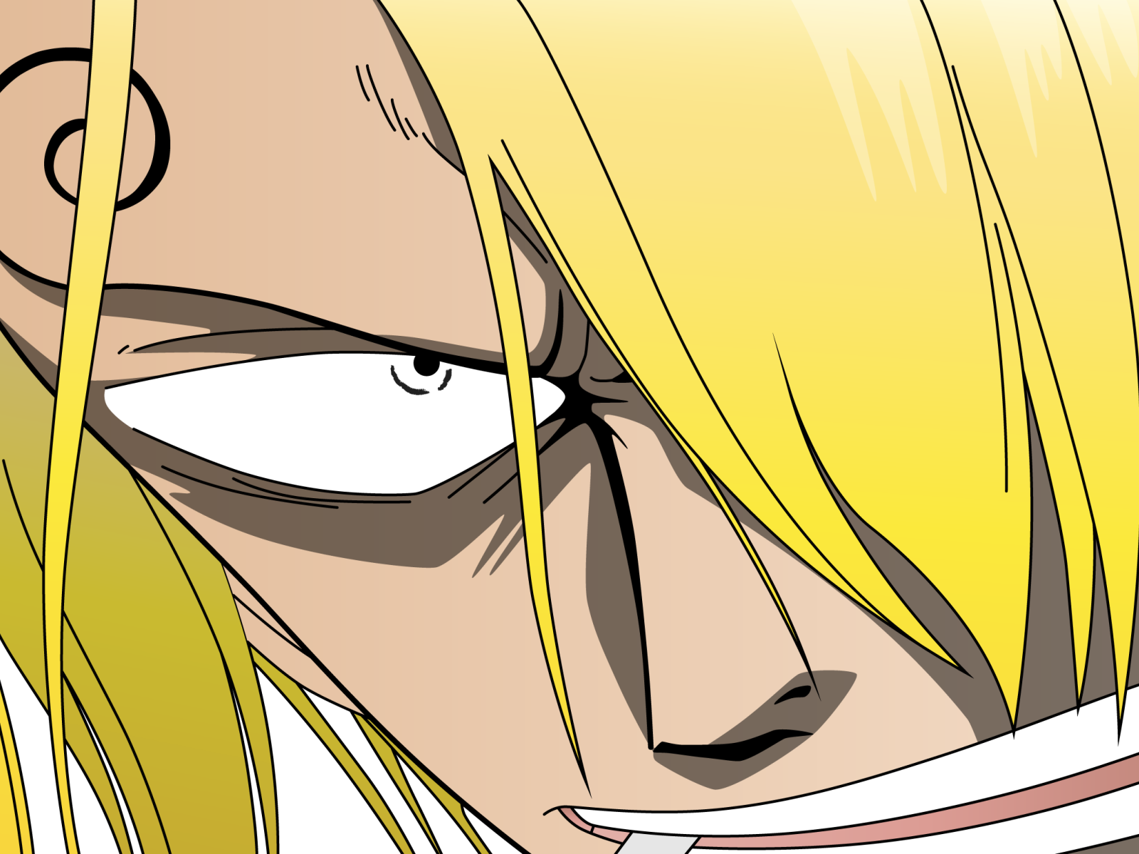 Желтые волосы на лице Санджи, аниме Большой куш