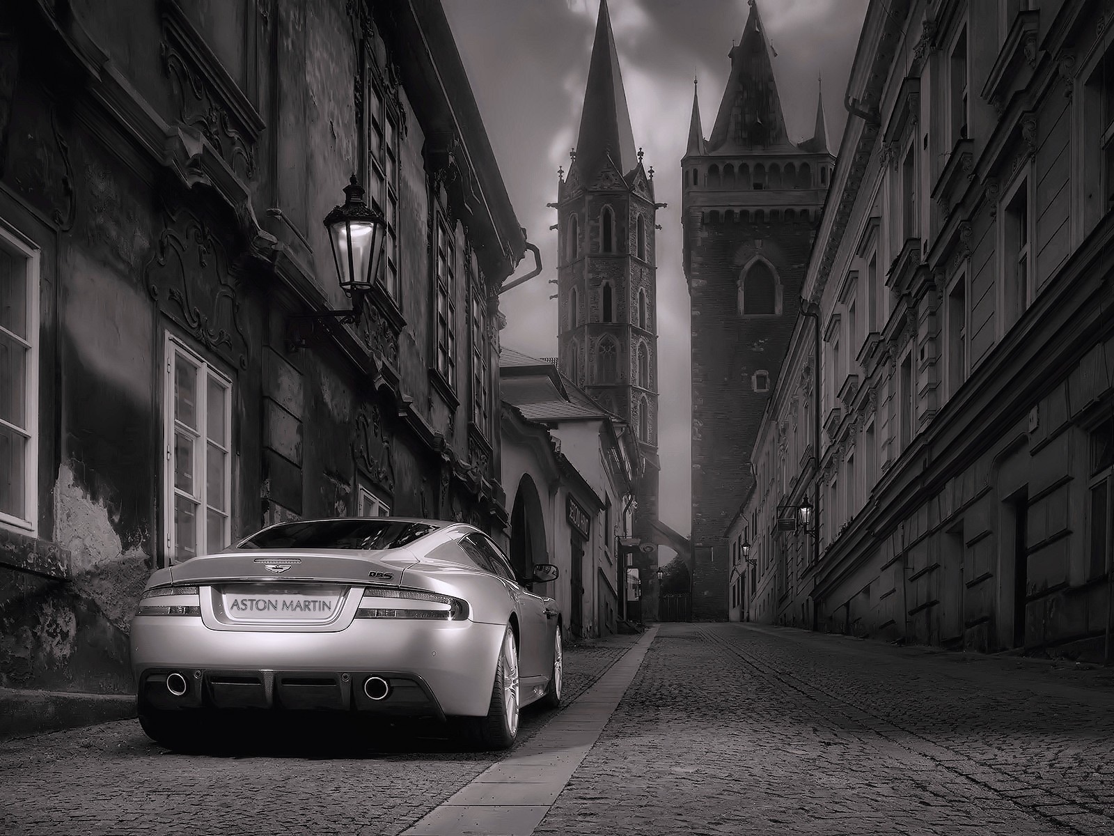 Gorgeous gray Aston Martin in the city