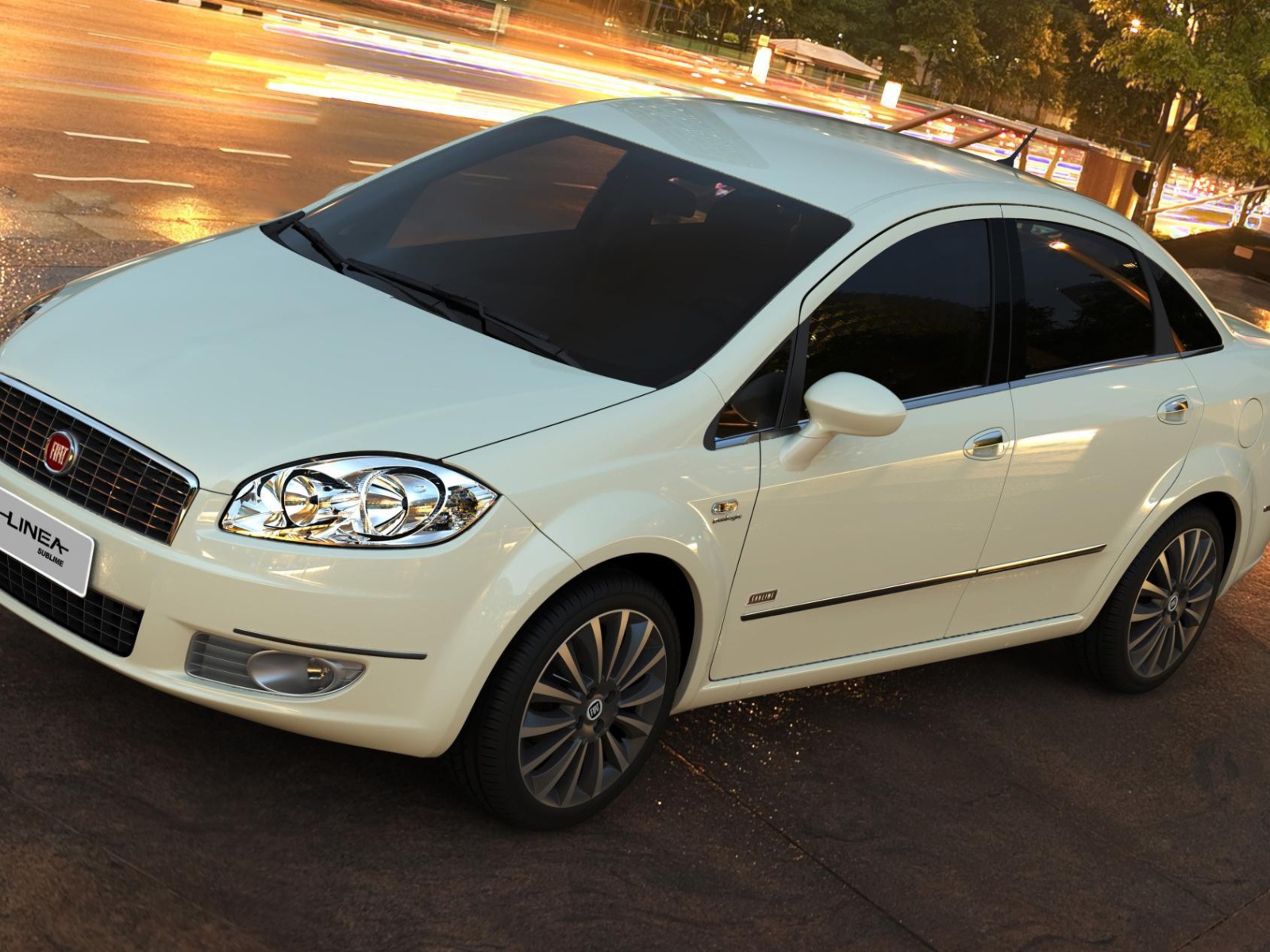 Белый Фиат у дороги