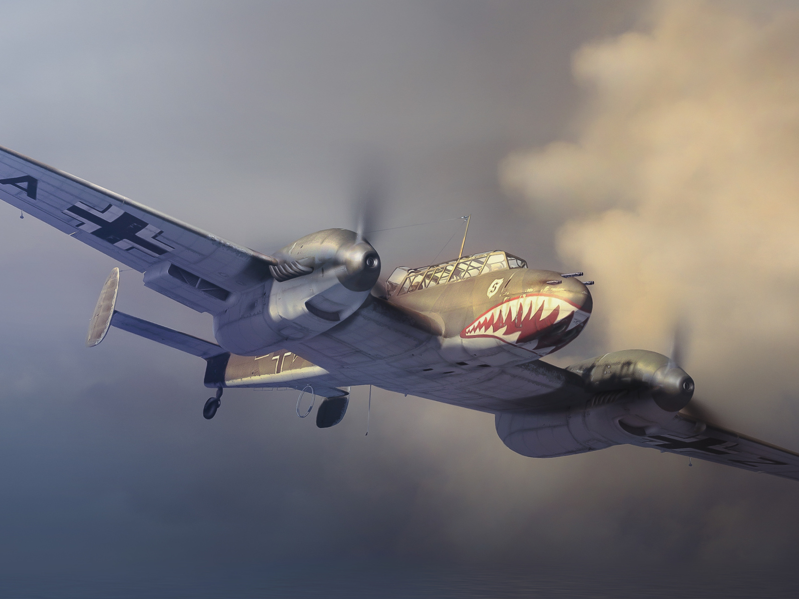 Немецкий мессершмит в небе