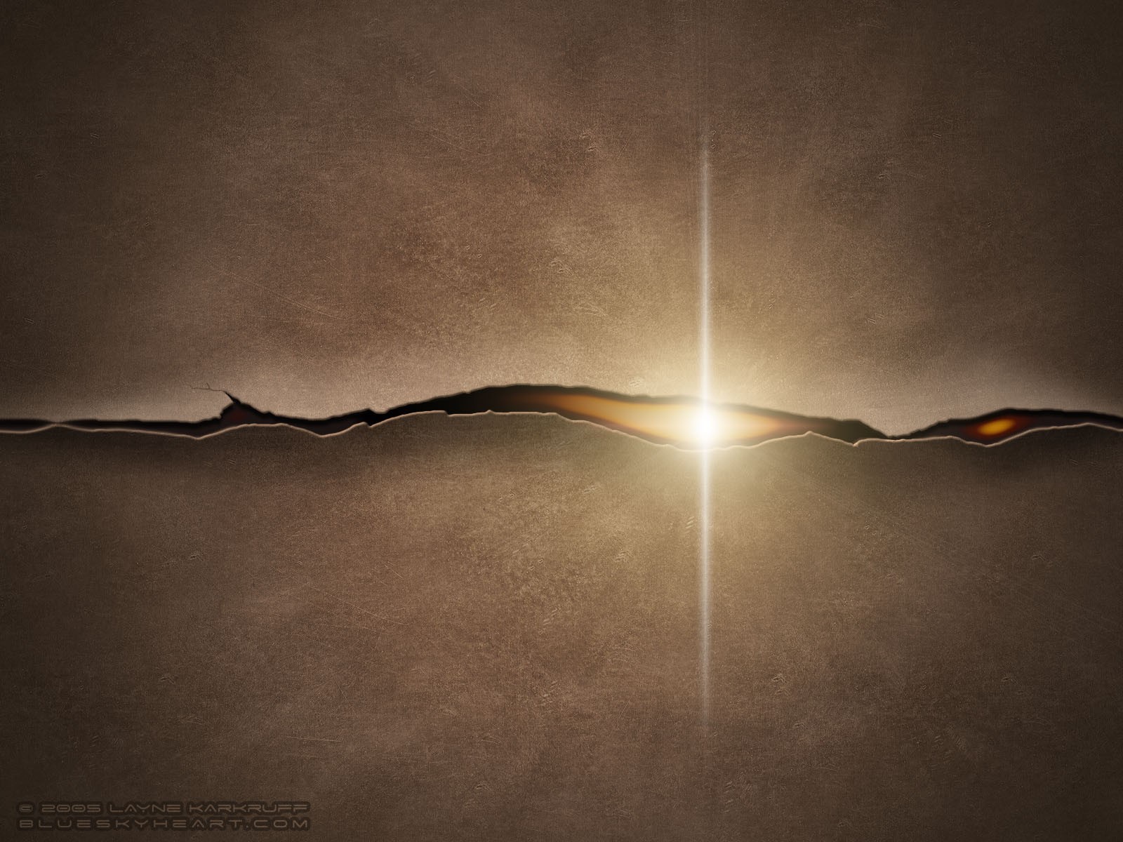 Трещина в ткани, коричневый фон